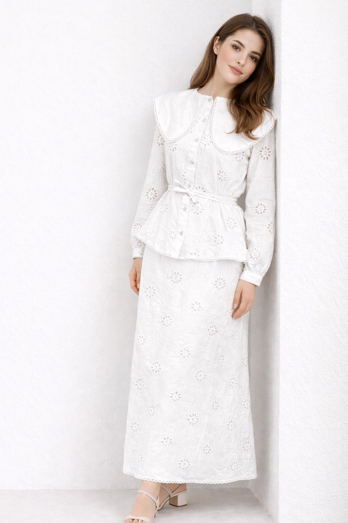 Baby Collar Laced Co-ord Set, view 3