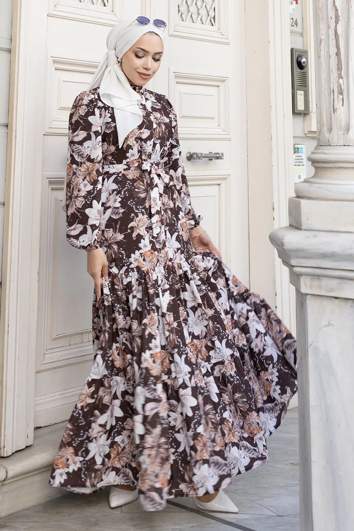 Floral Patterned Hijab Dress, view 3
