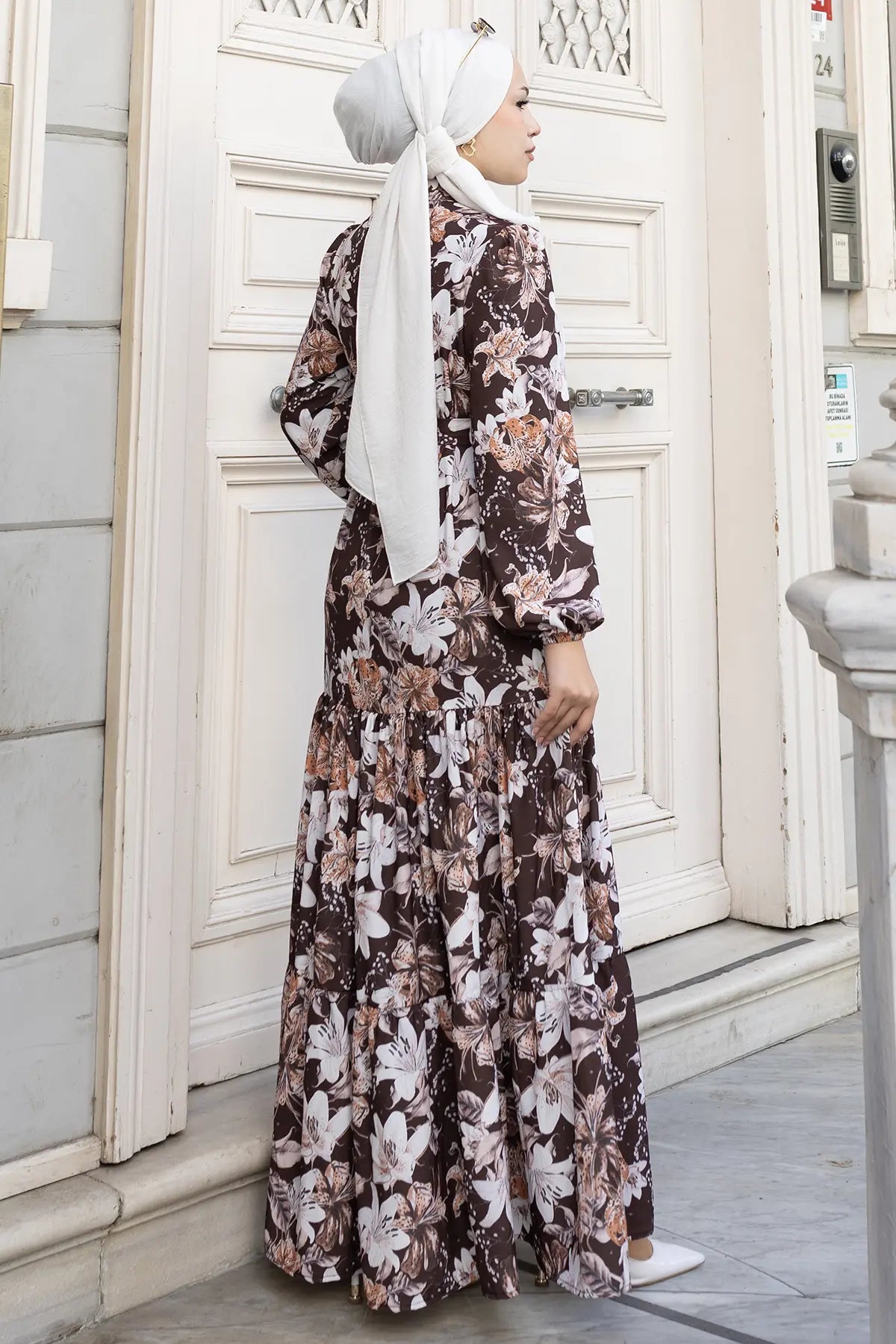 Floral Patterned Hijab Dress, view 5