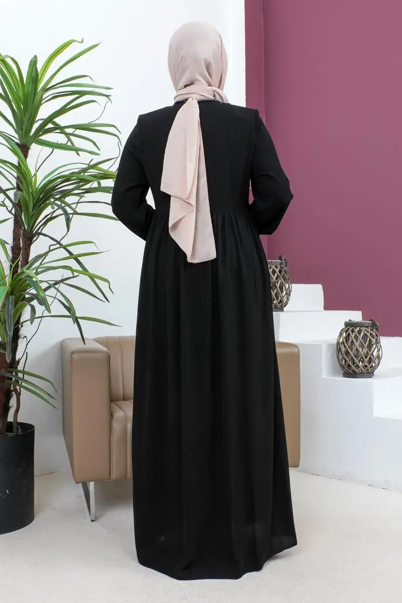 Beaded Embroidered Abaya – Black, view 5