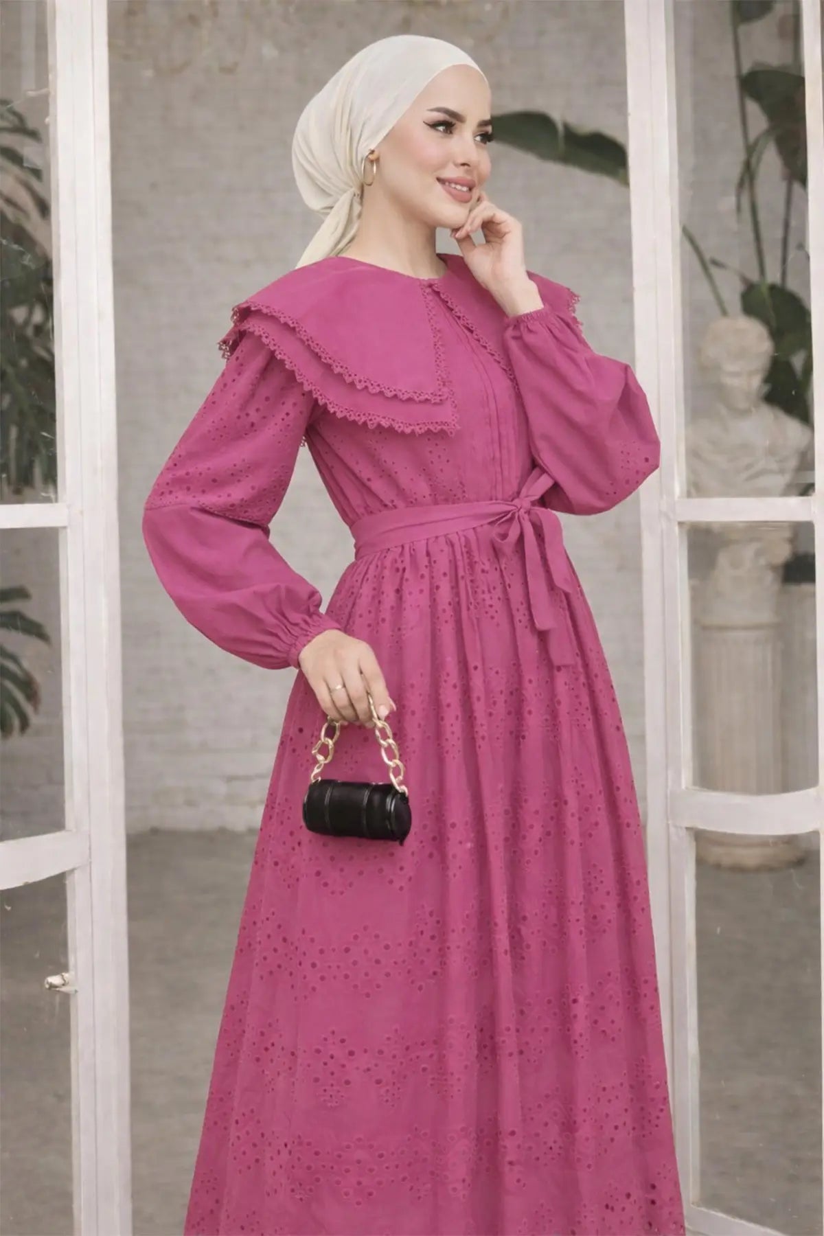 Lace Dress With Collar Detail, view 2