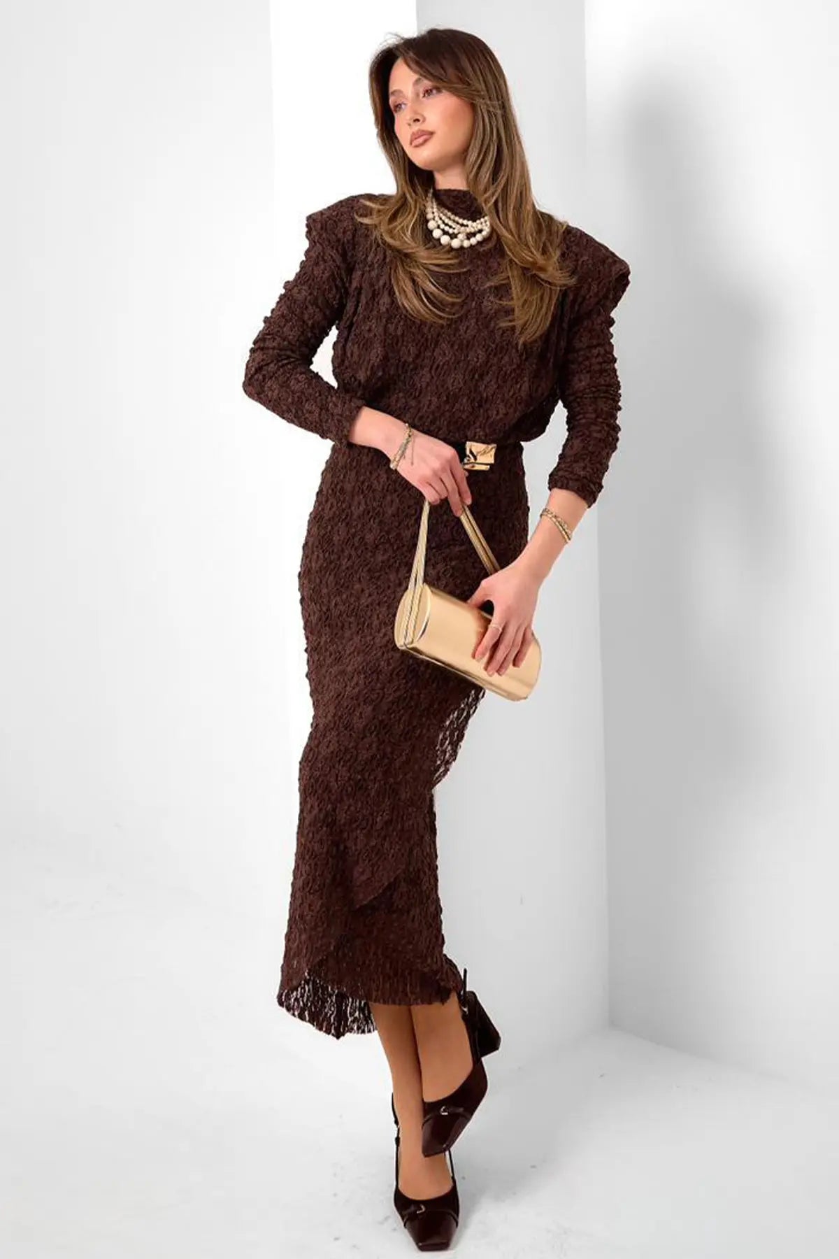 Lace Dress With Buckle Detail, view 2