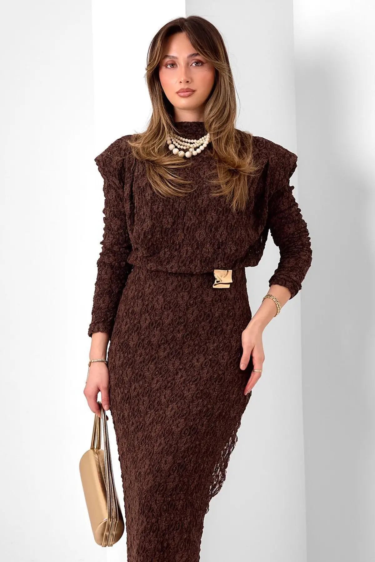 Lace Dress With Buckle Detail, view 3