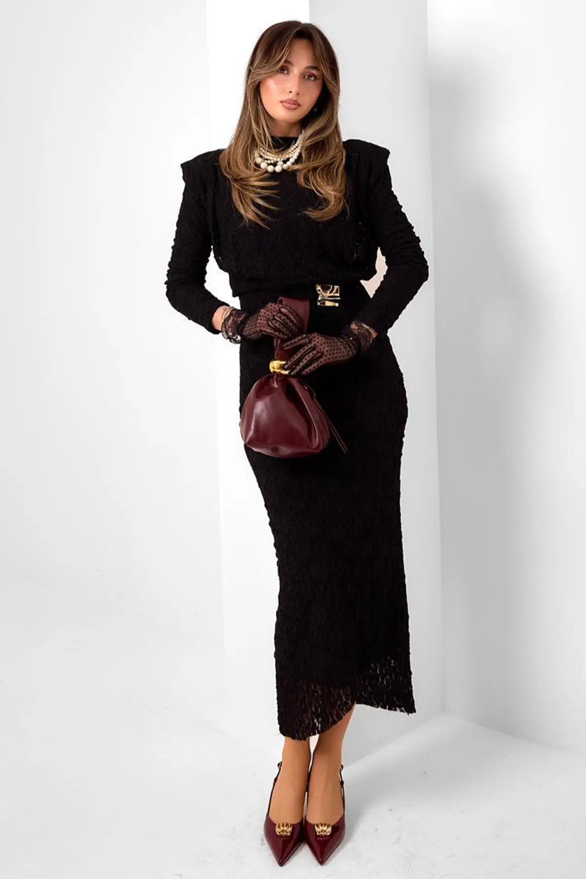 Lace Dress With Buckle Detail, view 4