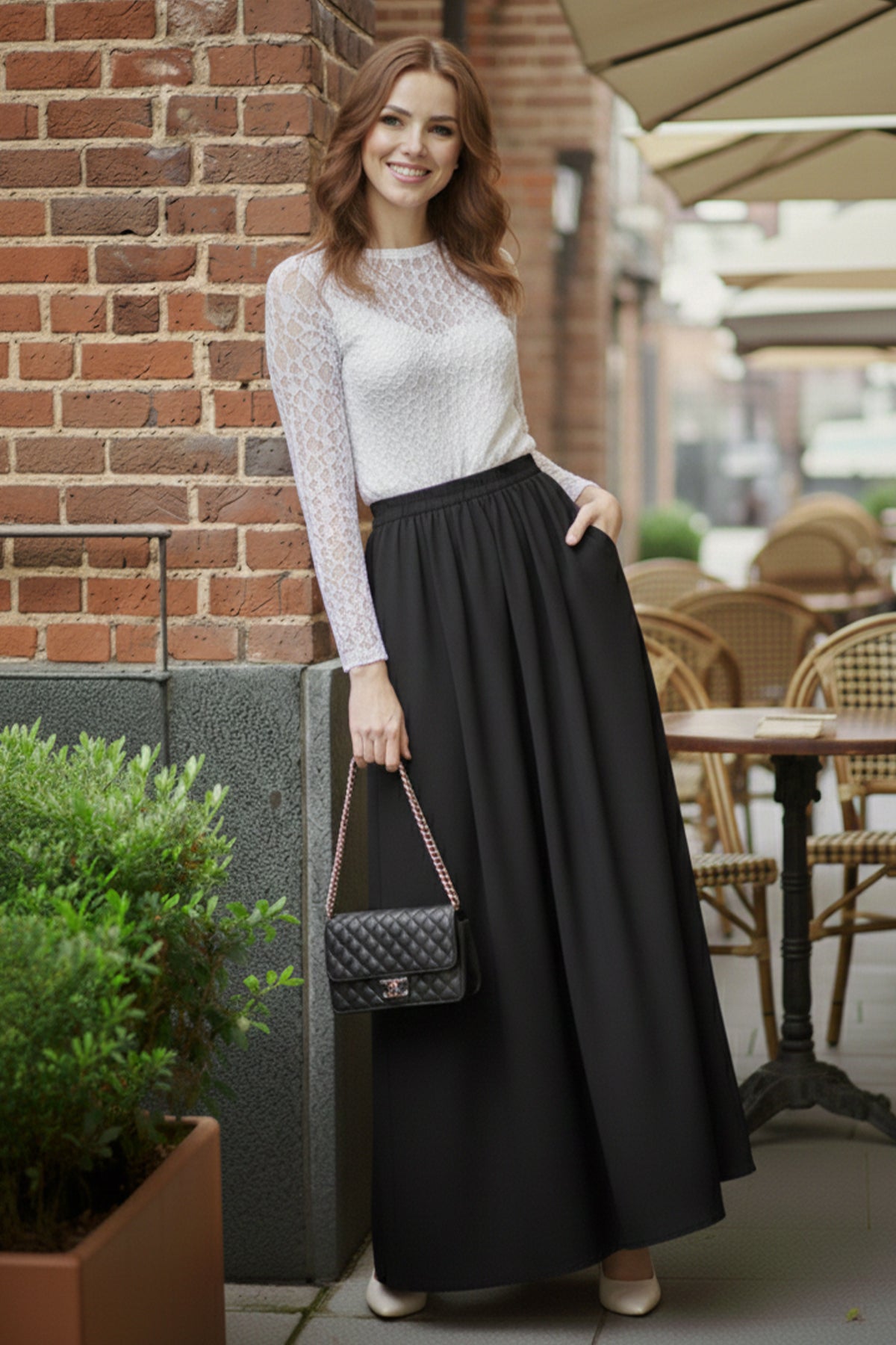 Elastic Waist Double Skirt by NEOMODEST