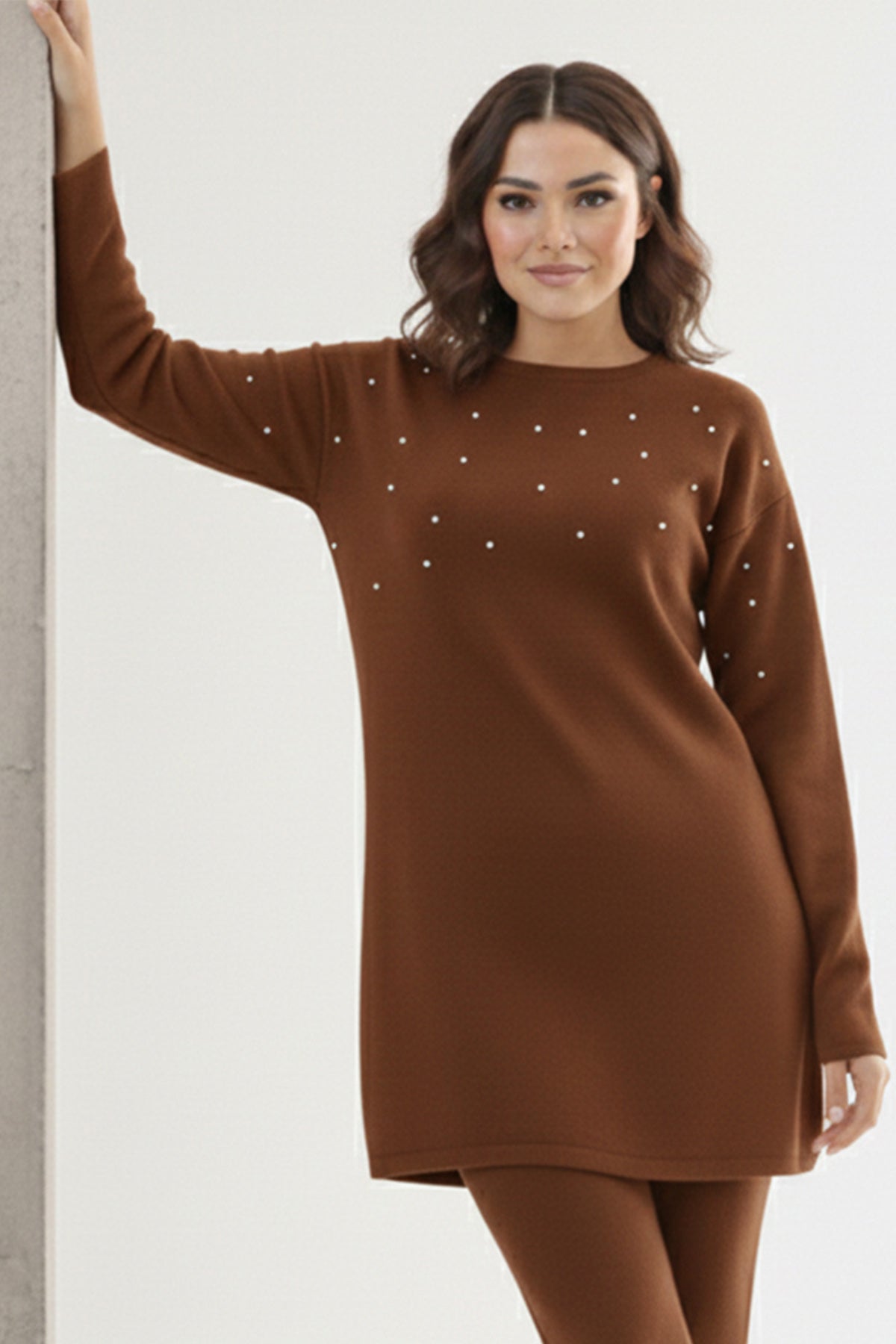 Stone Detail Knitted Tunic by NEOMODEST