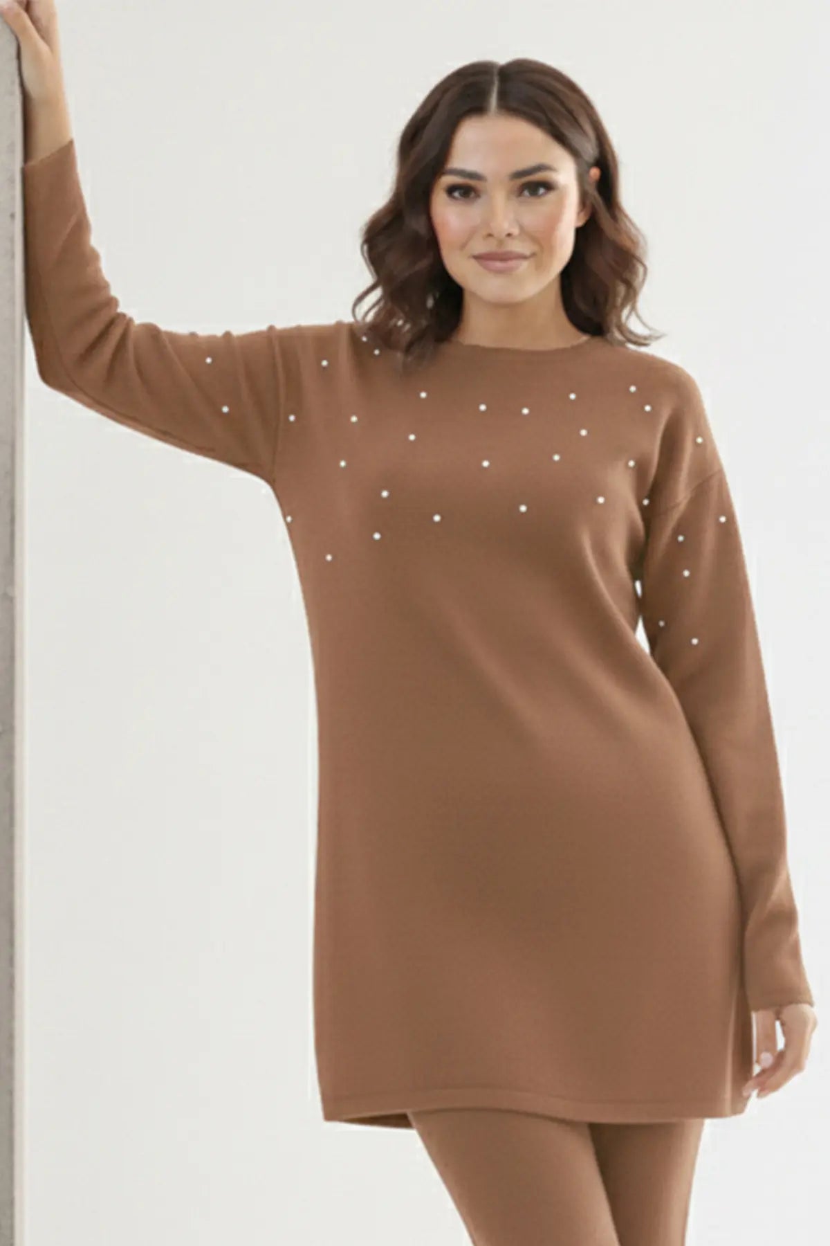Stone Detail Knitted Tunic, view 3