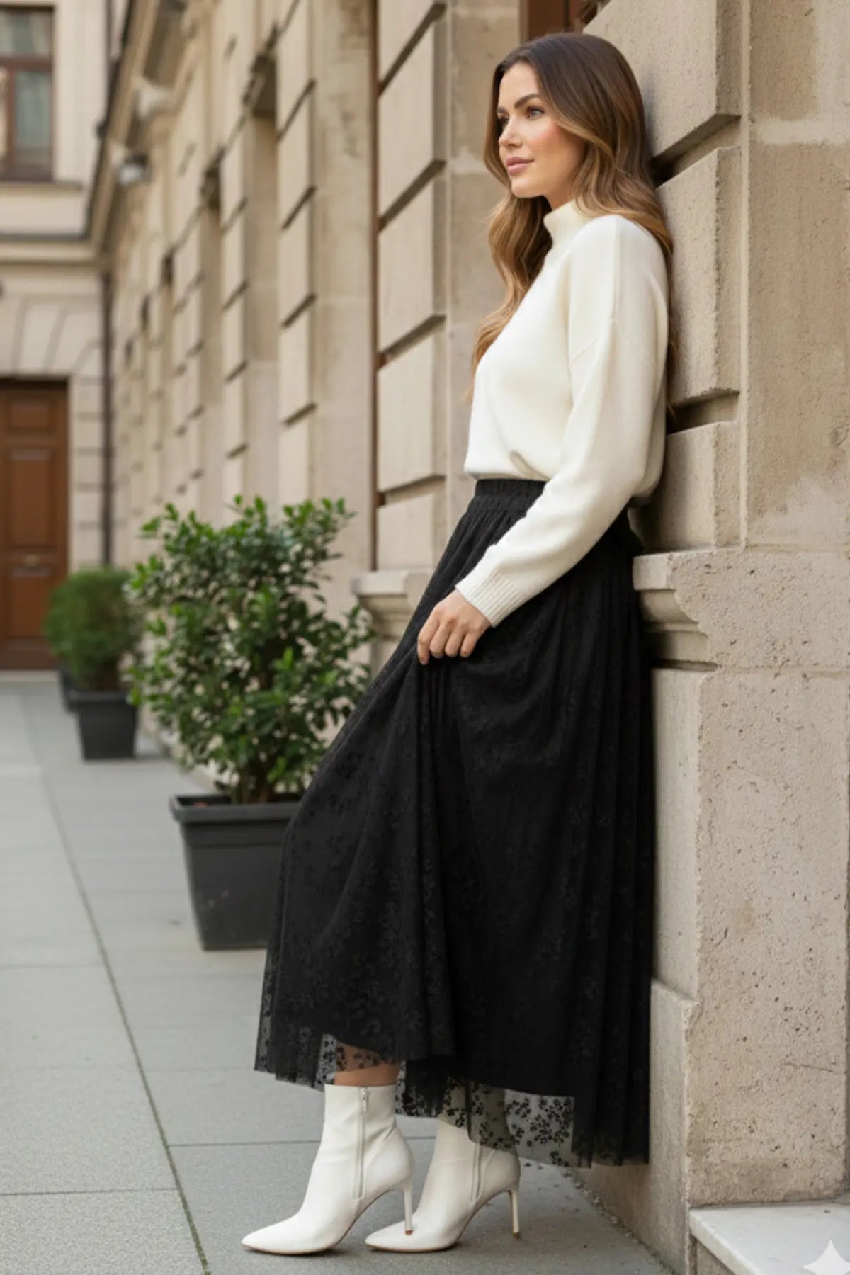 Flock Print Skirt, view 2