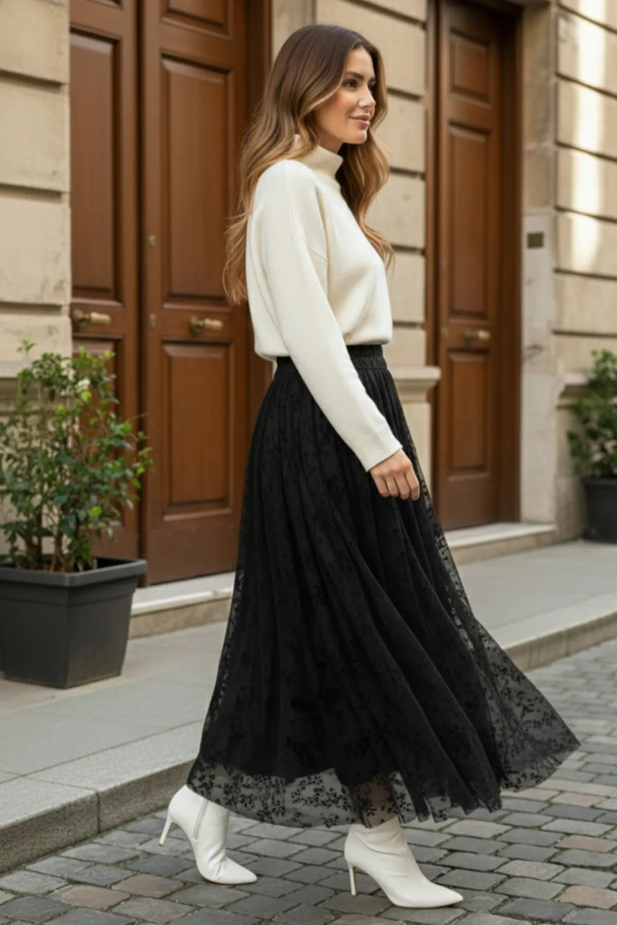 Flock Print Skirt, view 3