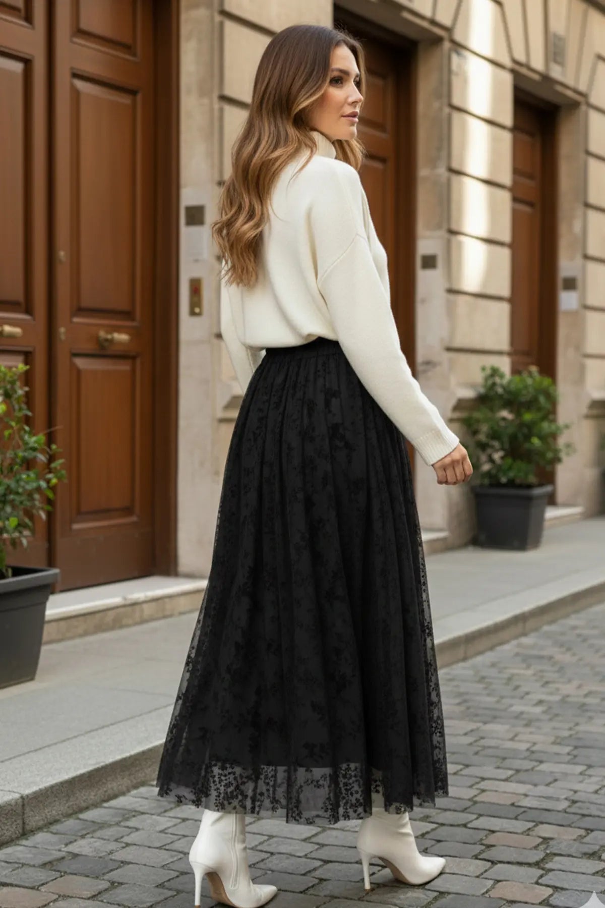 Flock Print Skirt, view 4