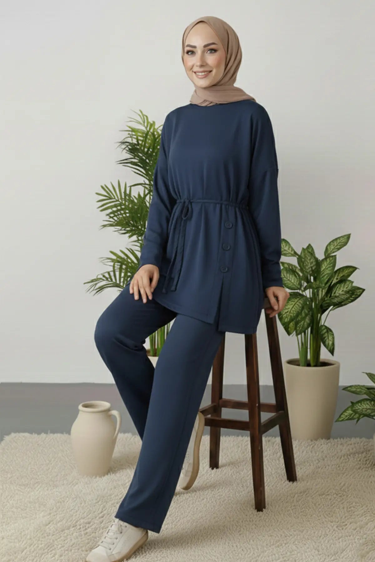 Button Detail Tunic Set, view 2