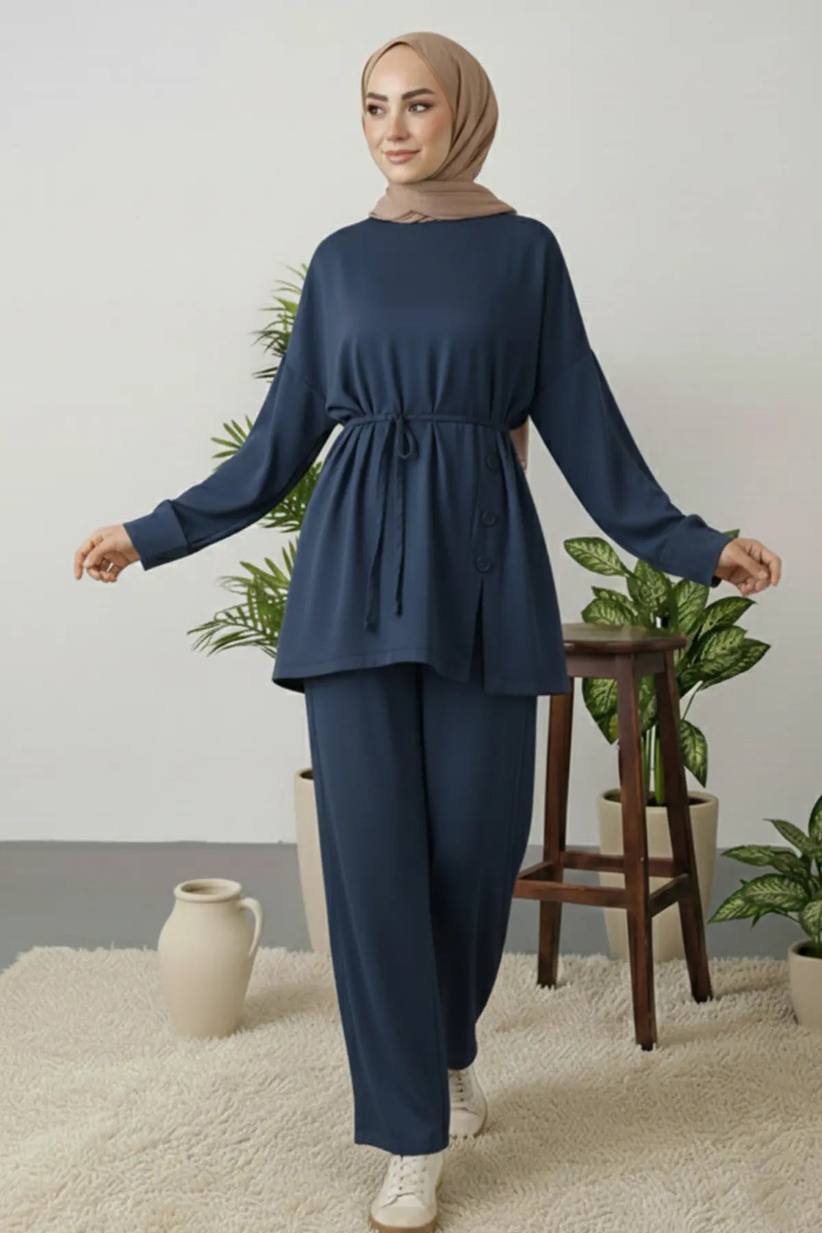 Button Detail Tunic Set, view 3