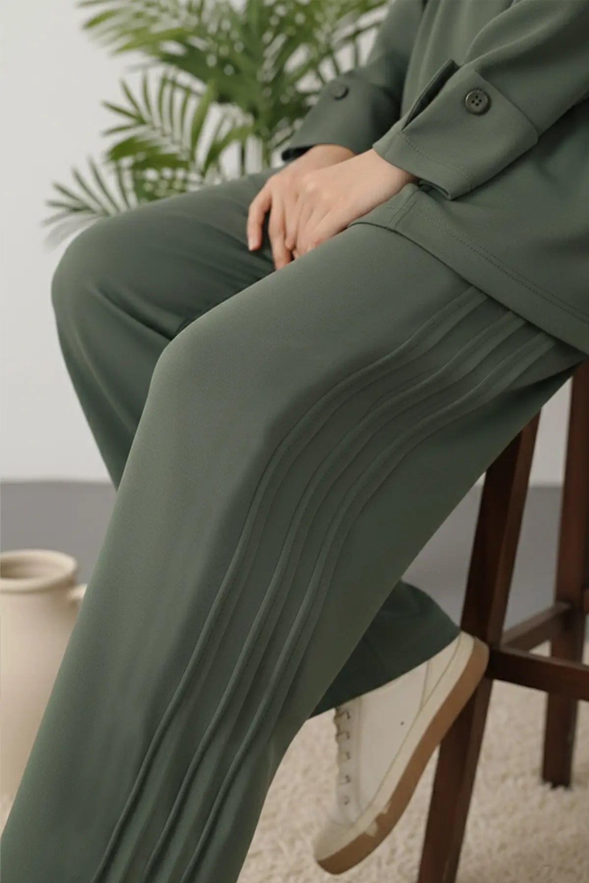 Button Detail Tunic Set, view 3