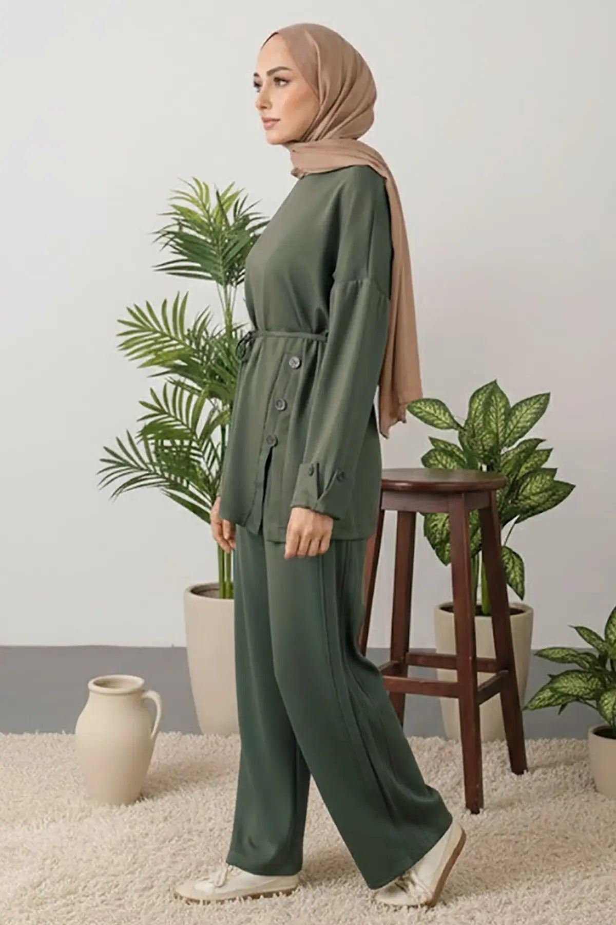 Button Detail Tunic Set, view 4
