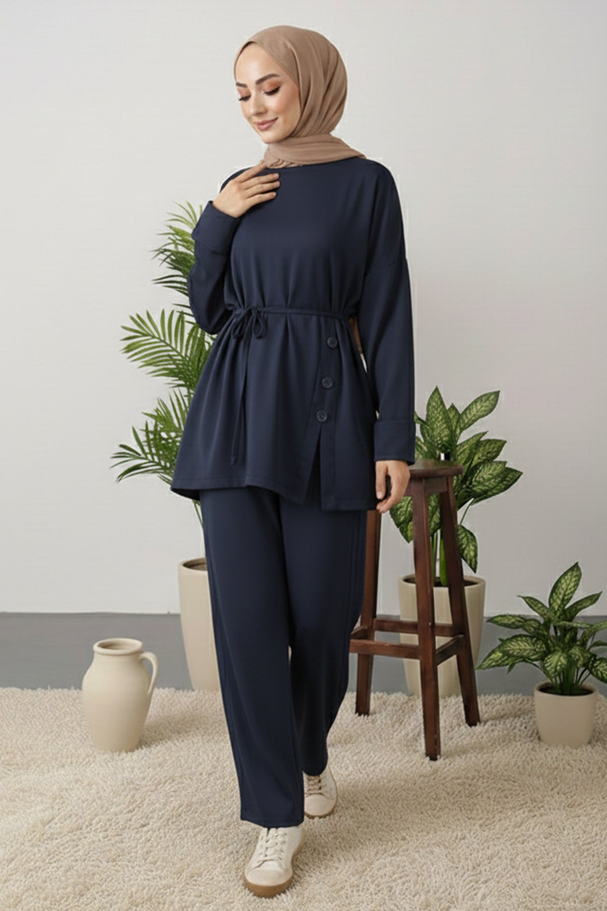 Button Detail Tunic Set by NEOMODEST