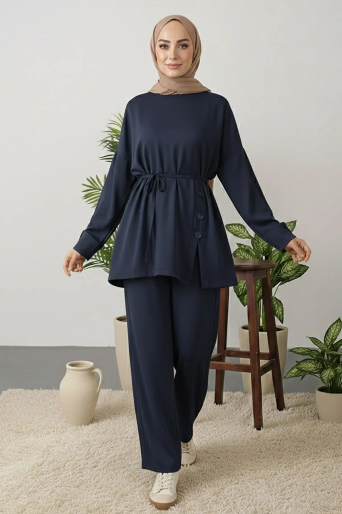 Button Detail Tunic Set, view 2