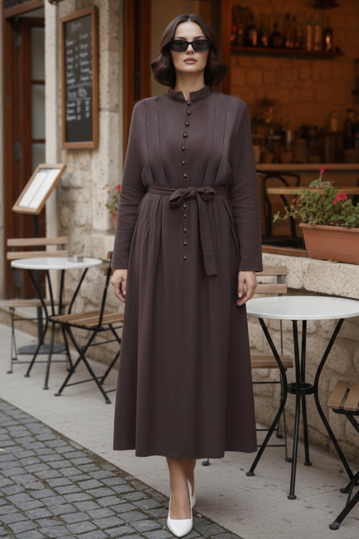 Buttoned Hijab Dress by NEOMODEST