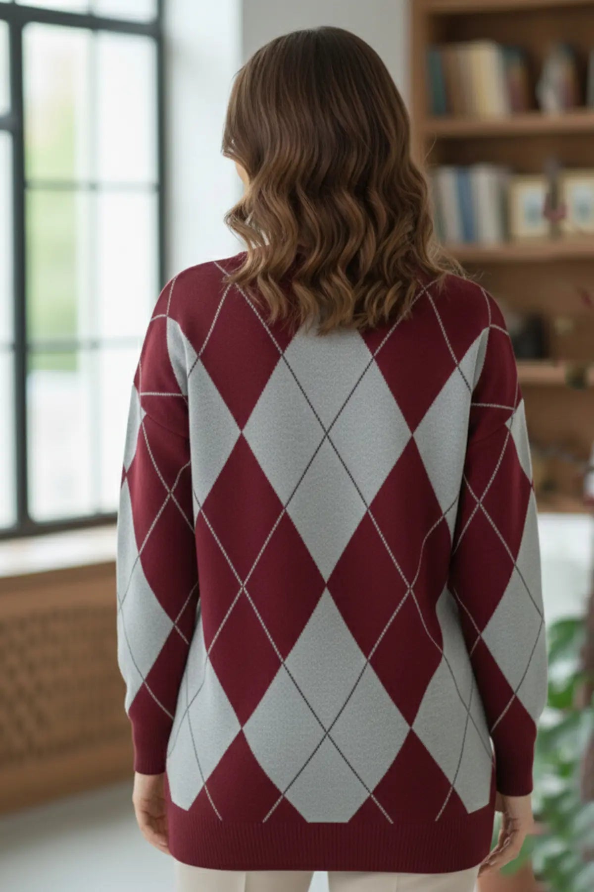 Baklava Patterned Knitted Sweater, view 4