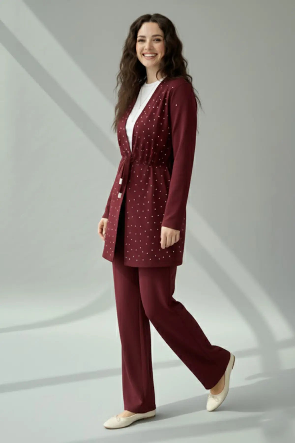 Stone Embellished Hijab Two-piece Set, view 3