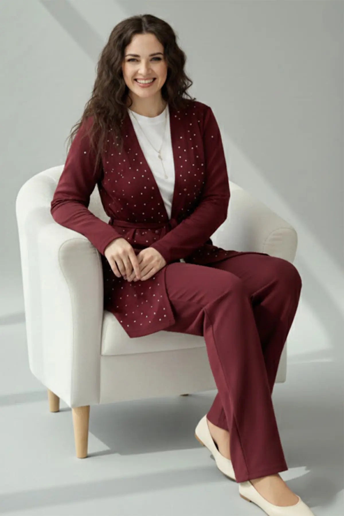 Stone Embellished Hijab Two-piece Set, view 4