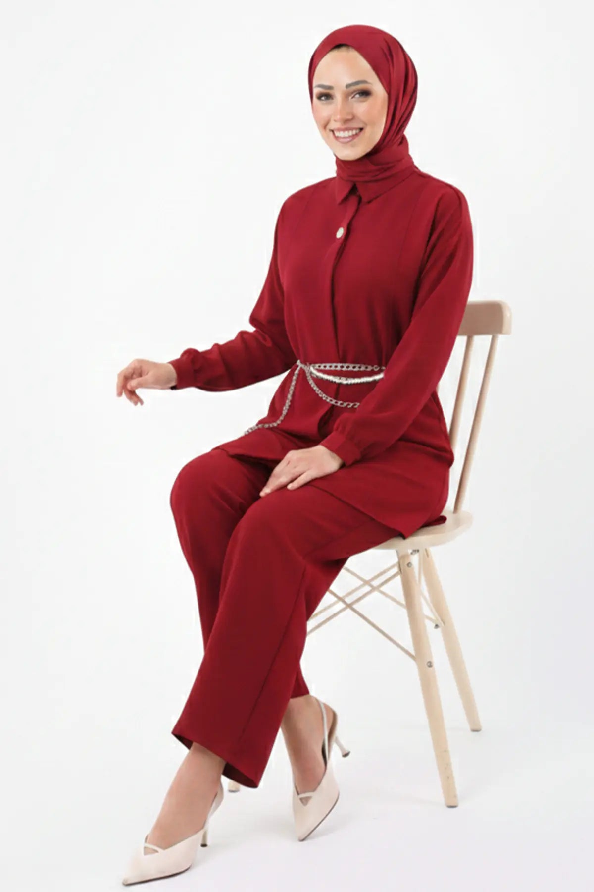 Brooch Detailed Two-Pieces Co-ord Set, view 3