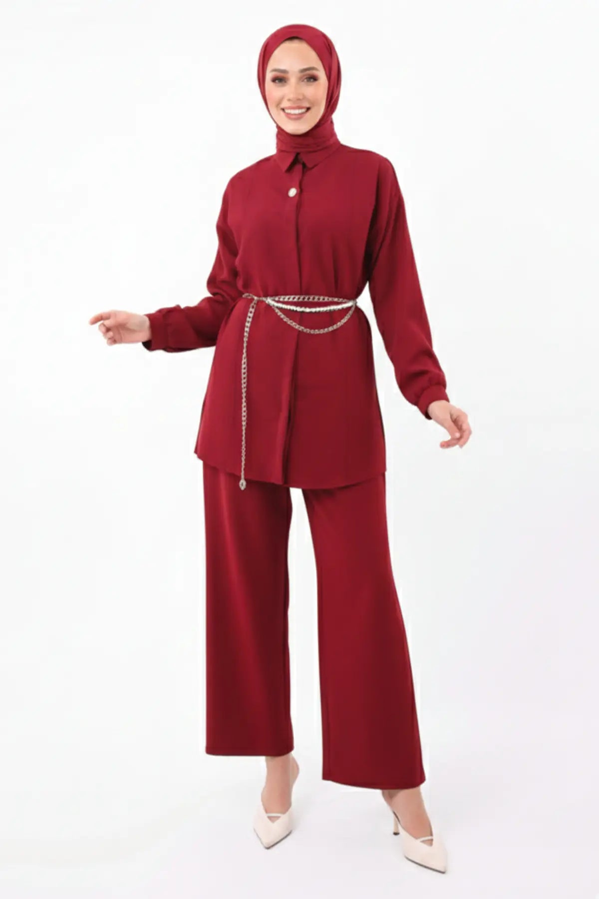 Brooch Detailed Two-Pieces Co-ord Set, view 4