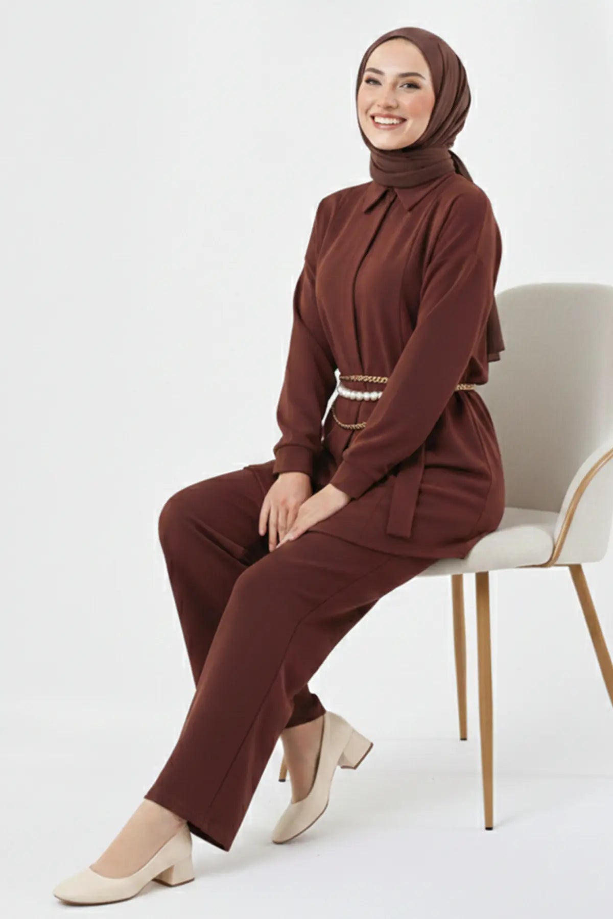 Brooch Detailed Two-Pieces Co-ord Set, view 2