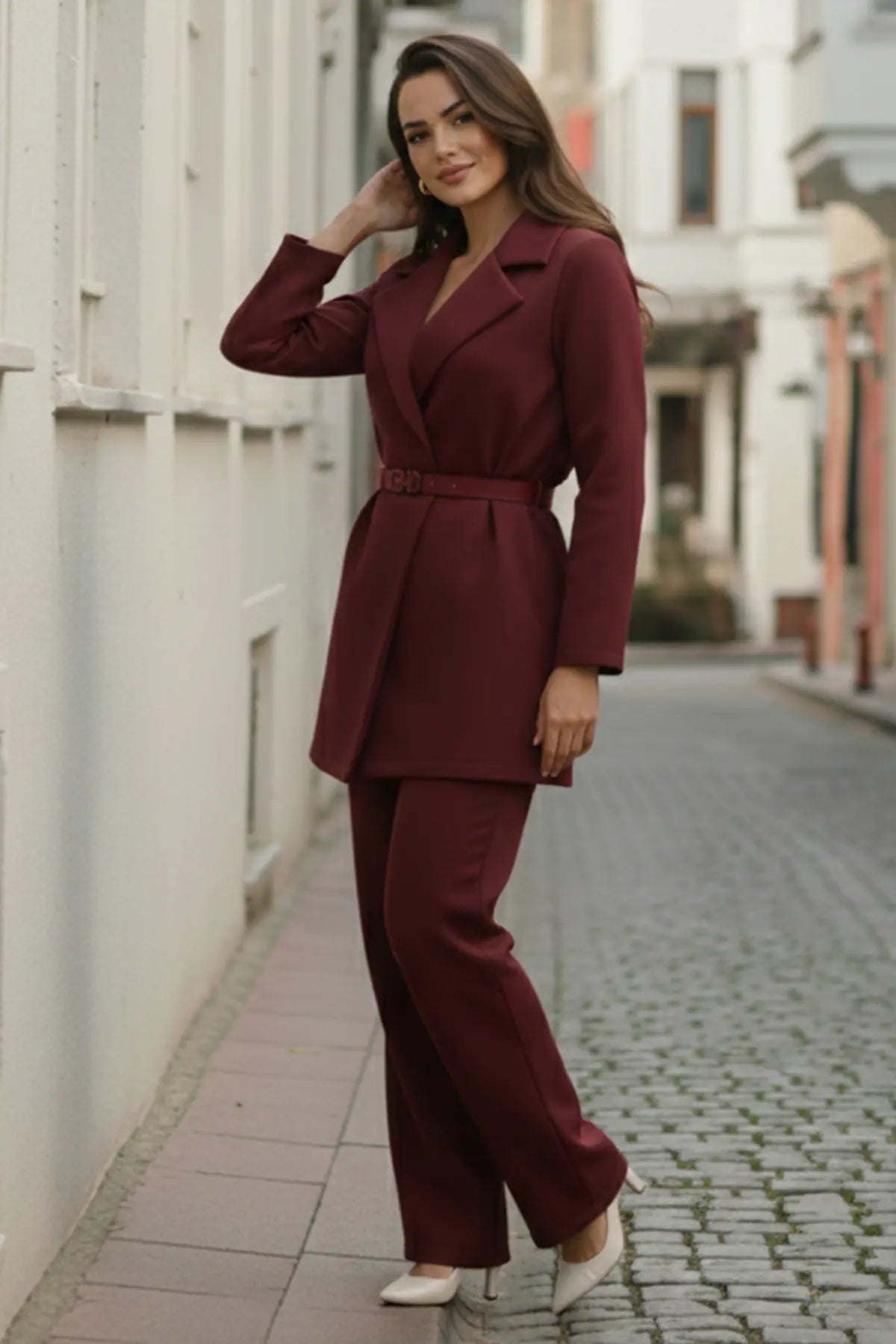 Belted Hijab Two-piece Set, view 2