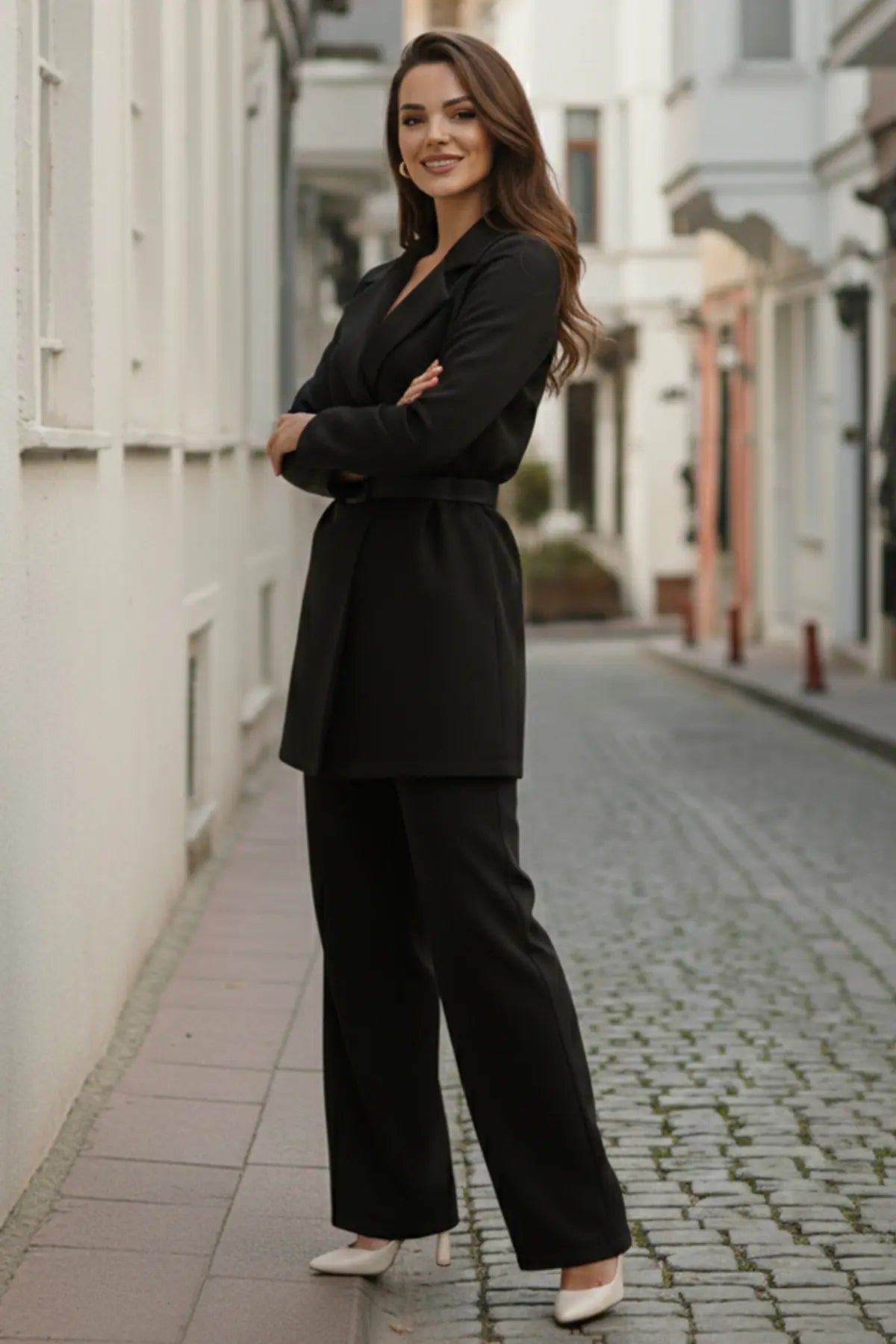 Belted Hijab Two-piece Set, view 2