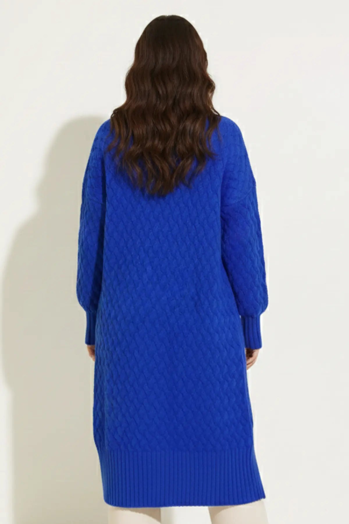 Long Knitted Cardigan With Knitted Pattern, view 4