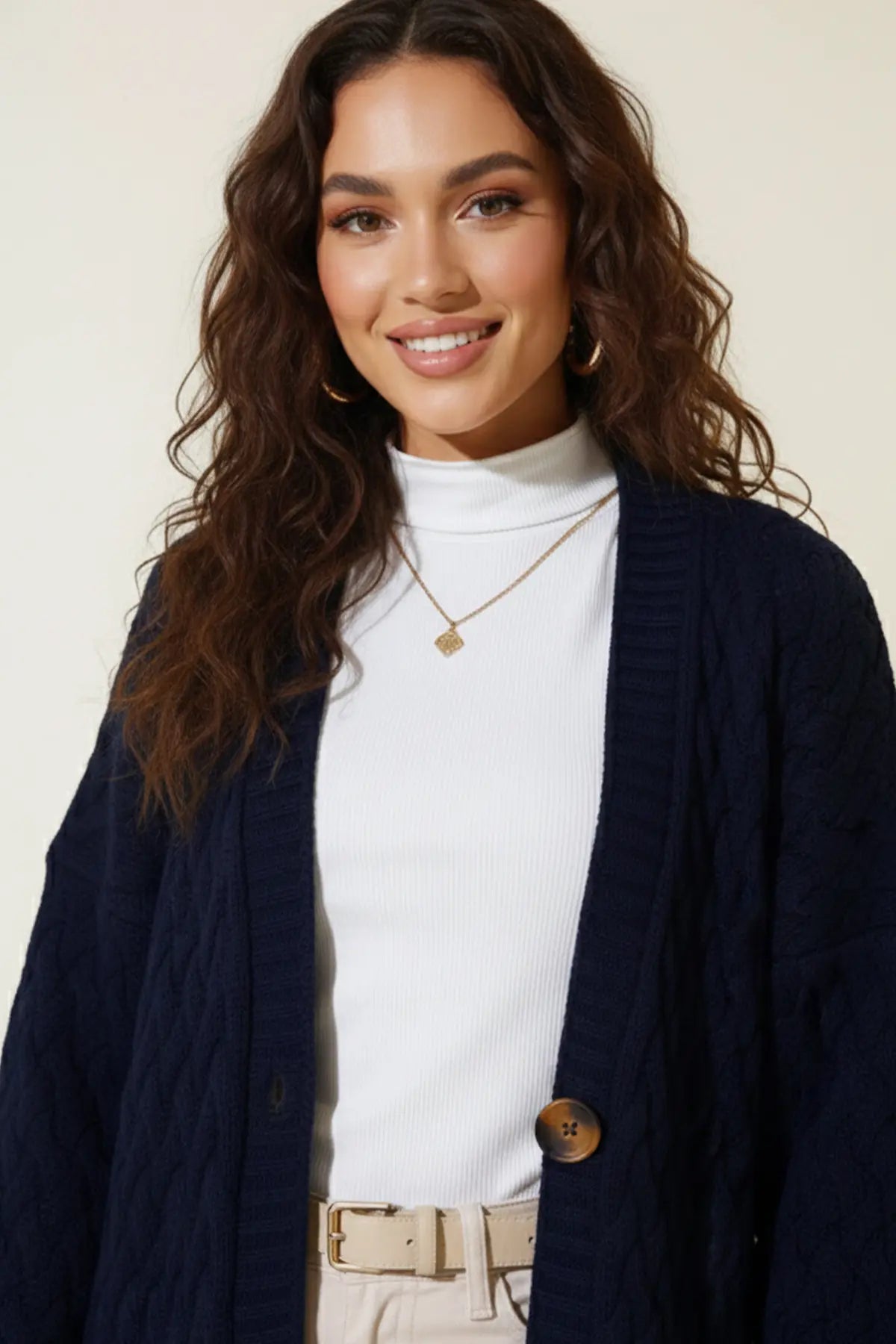Long Knitted Cardigan With Knitted Pattern, view 4