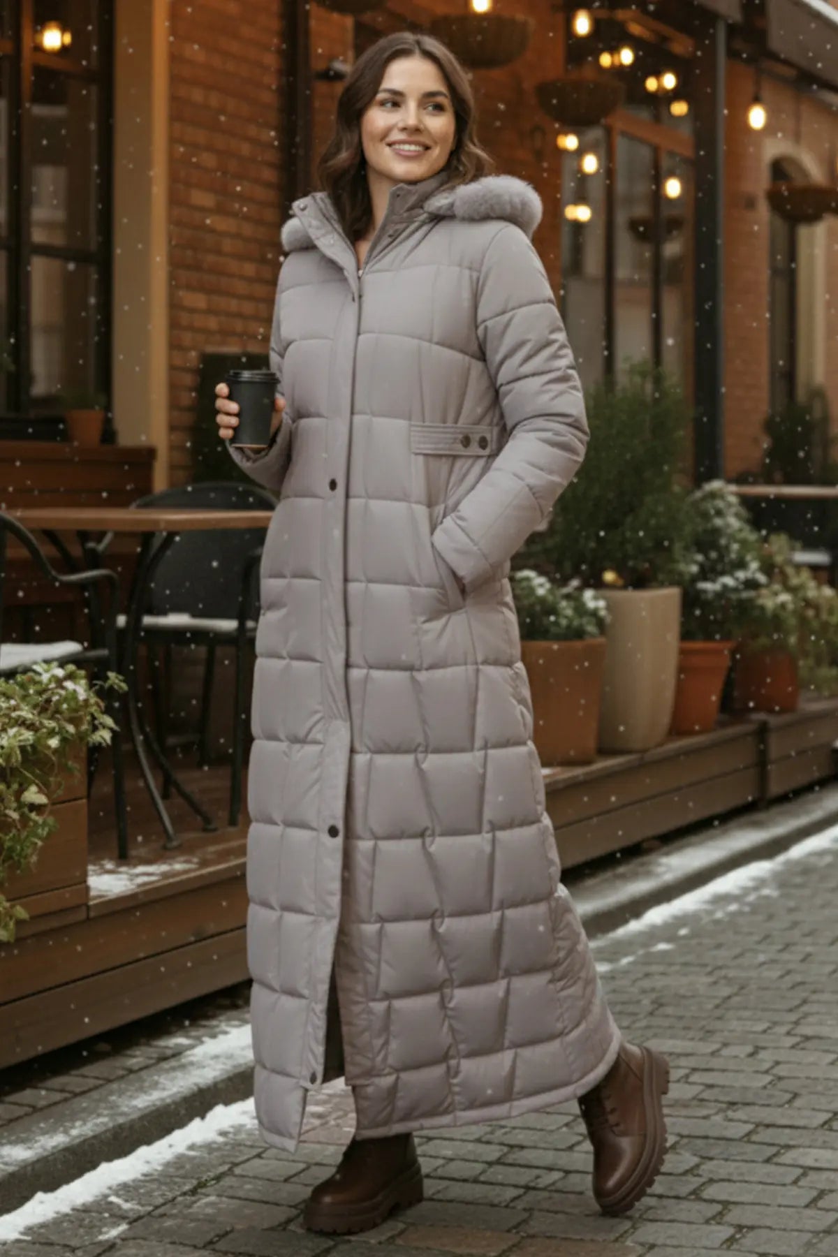 Hooded Quilted Coat, view 2