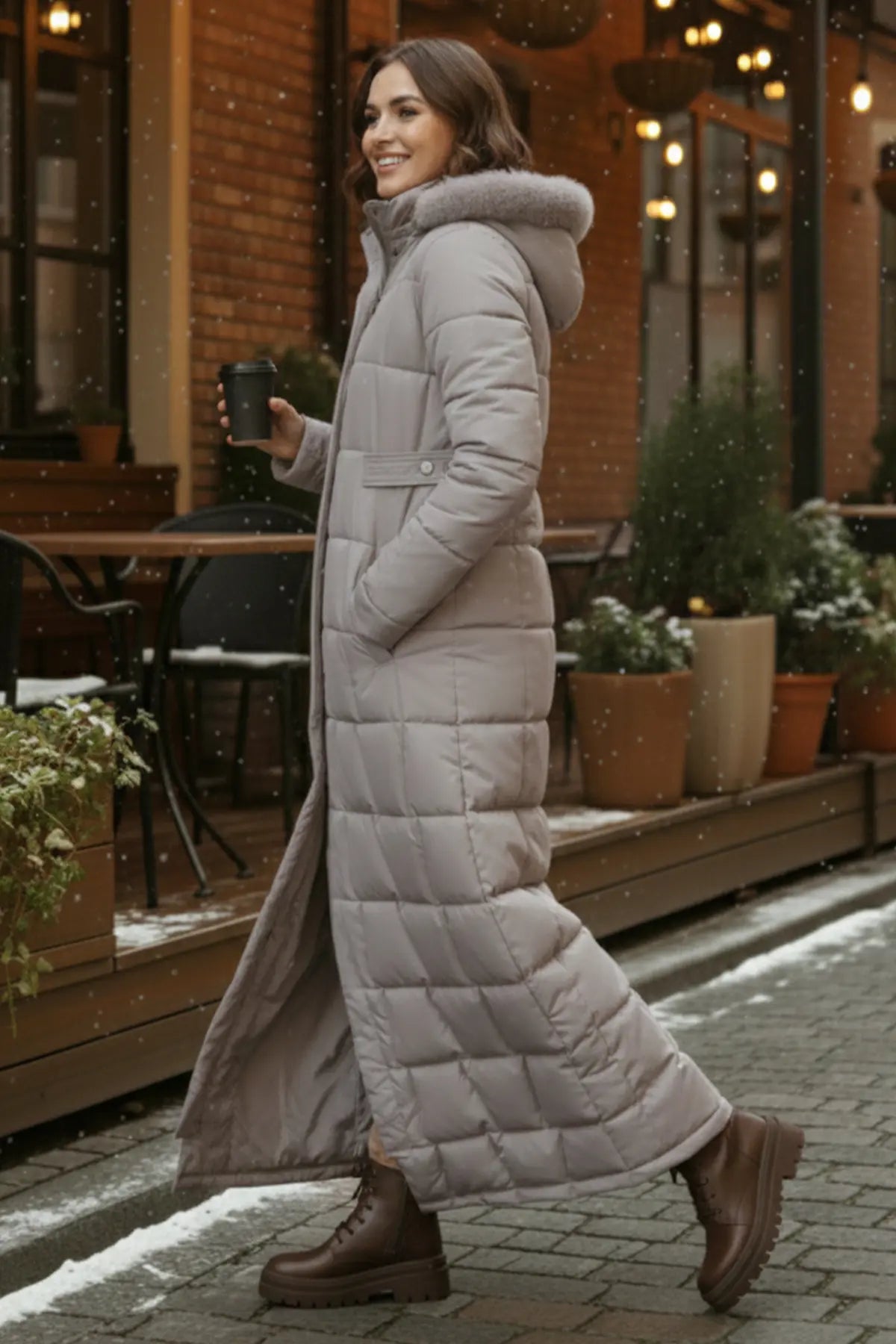 Hooded Quilted Coat, view 3