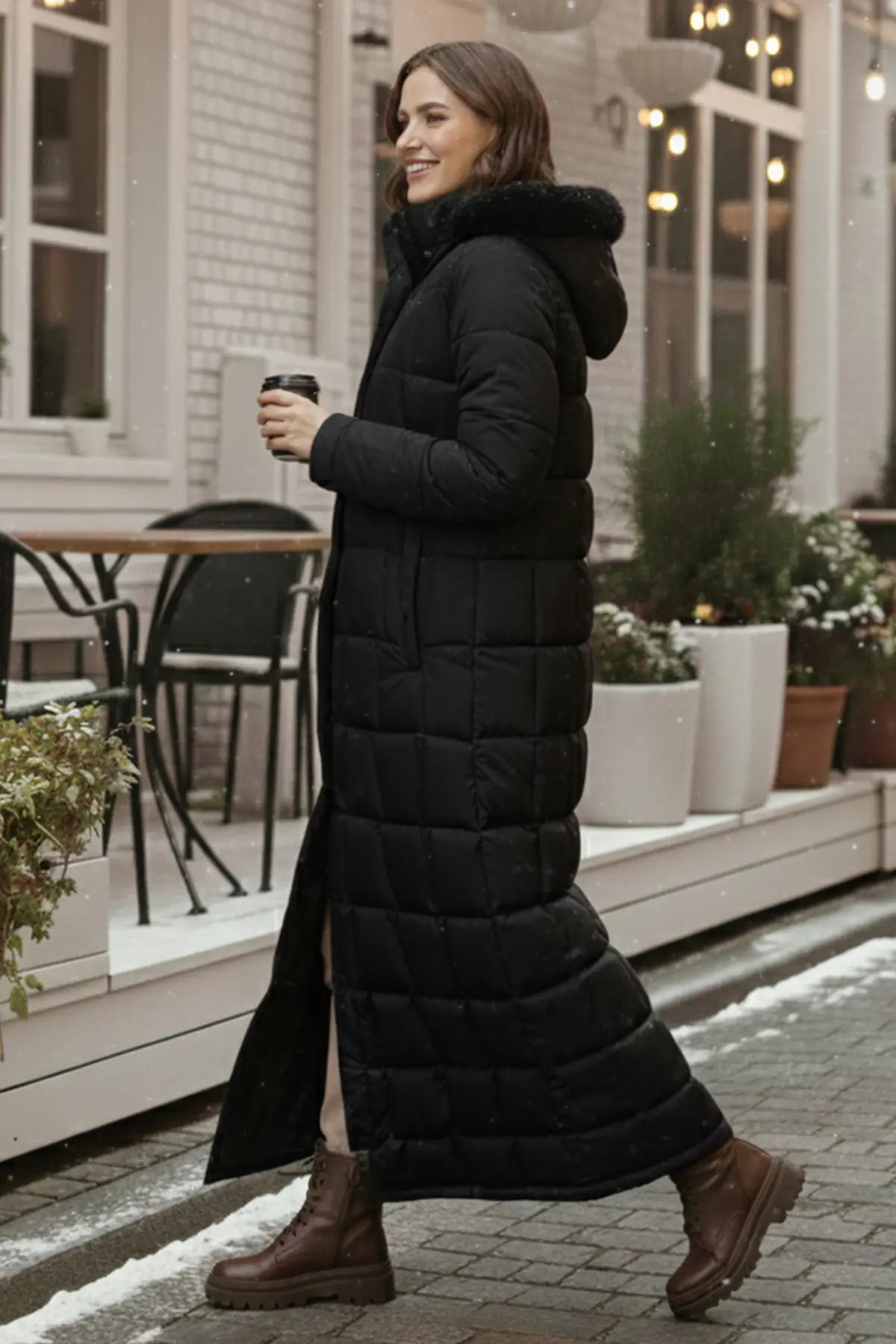 Hooded Quilted Coat, view 3