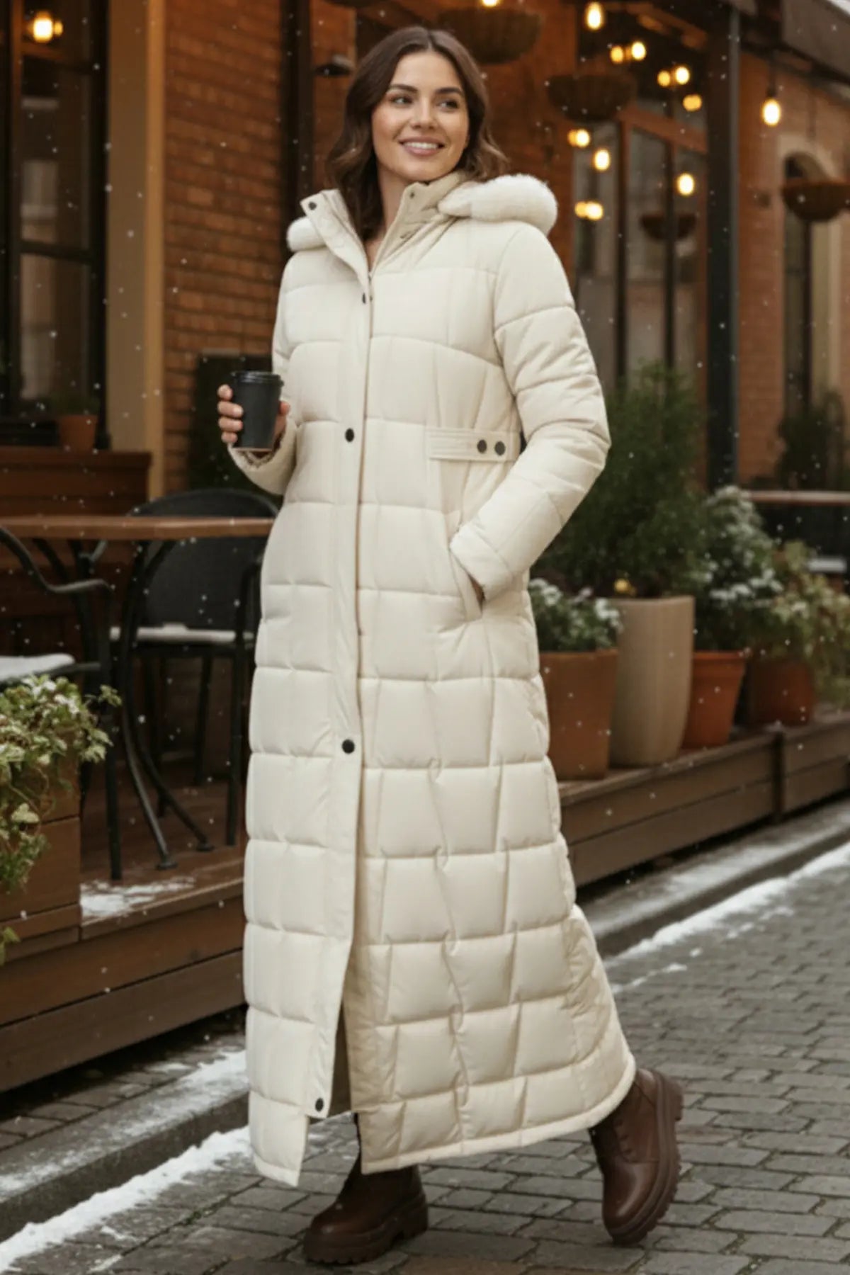 Hooded Quilted Coat, view 4