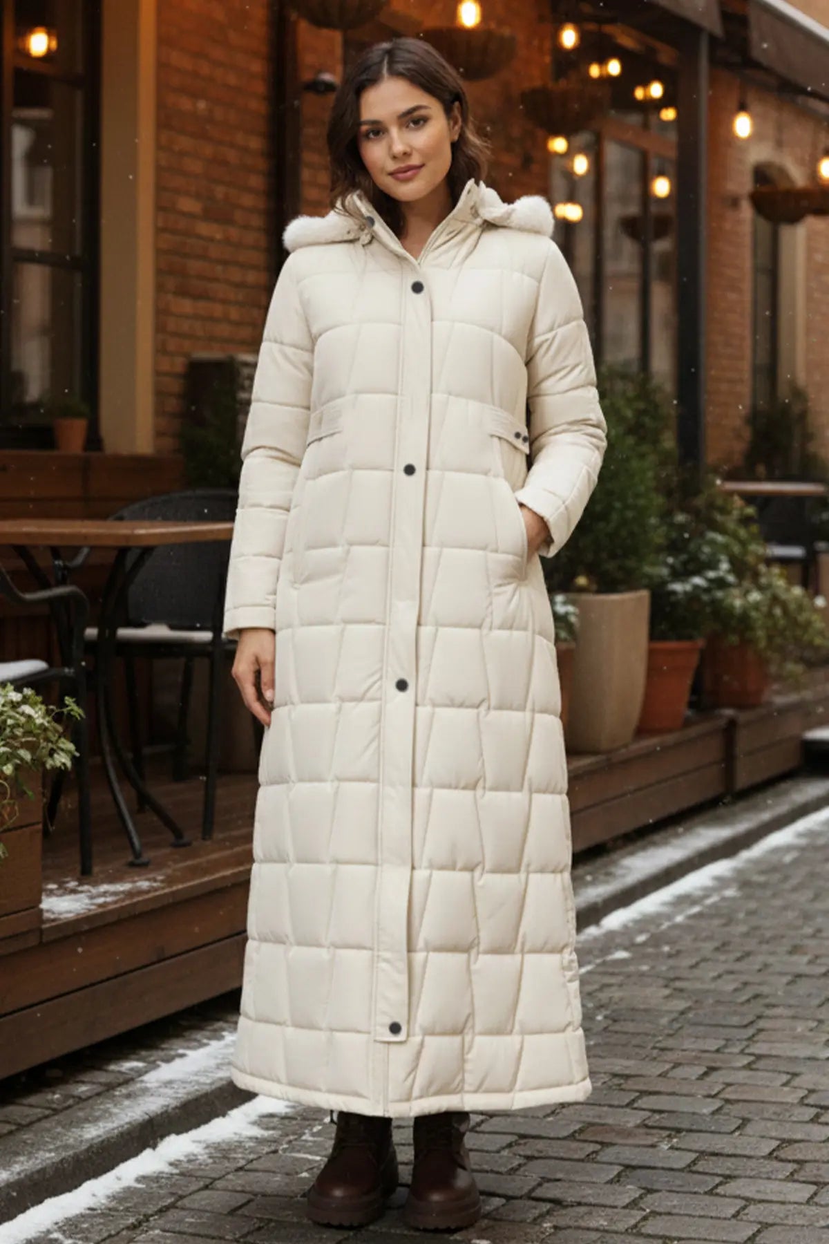 Hooded Quilted Coat, view 5