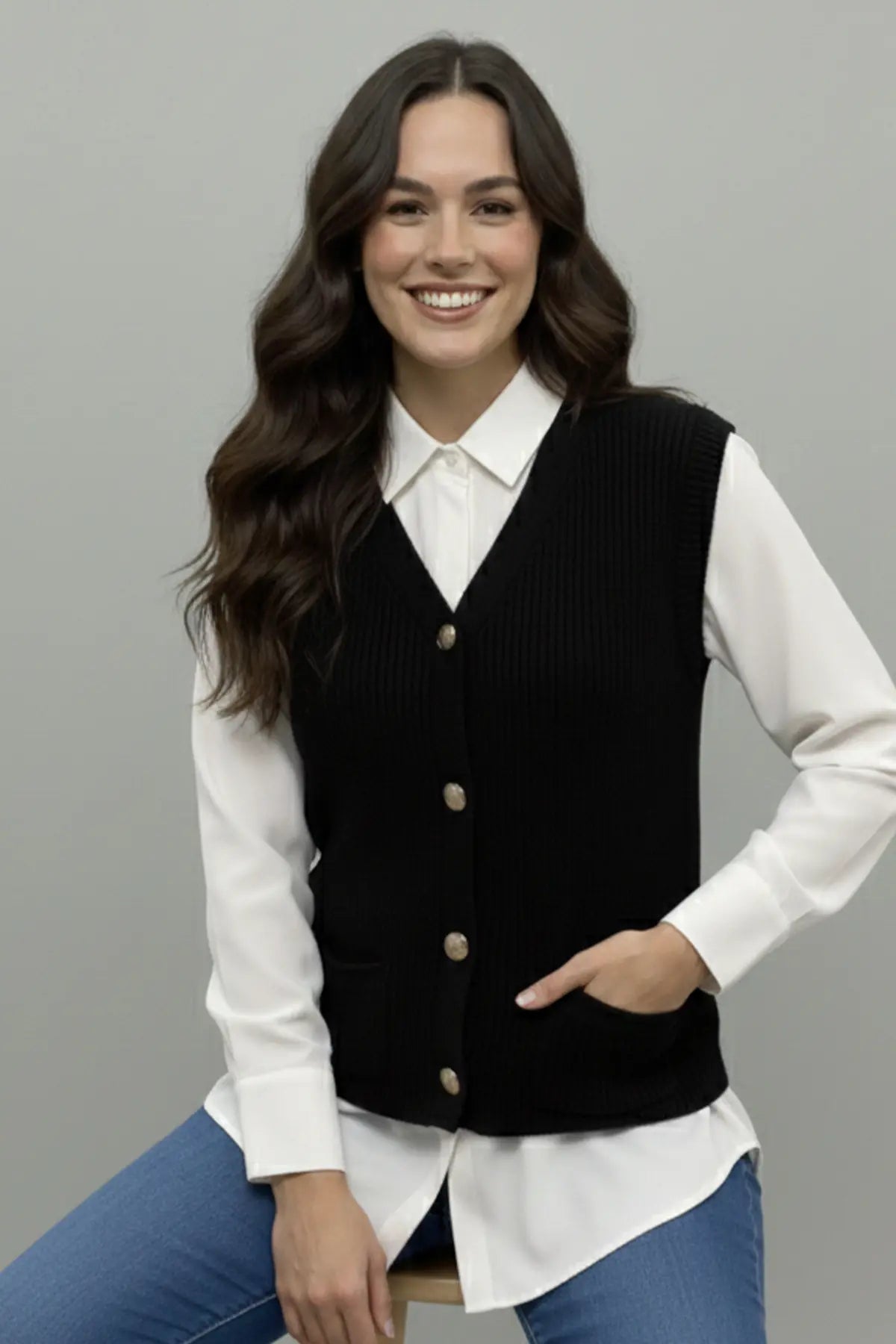 Pocket Knit Vest, view 2