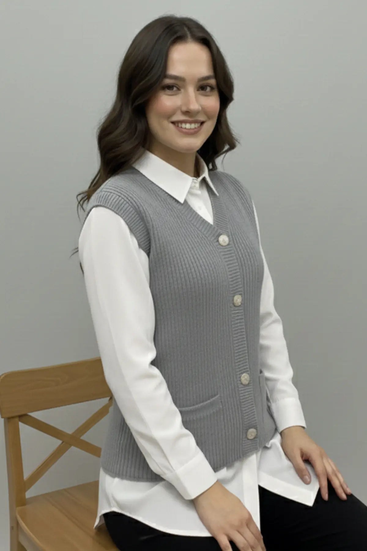 Pocket Knit Vest, view 3