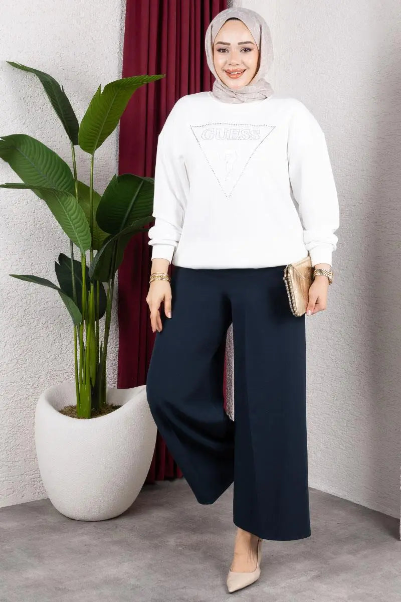 Elastic Waist Wide Leg Trousers, view 2