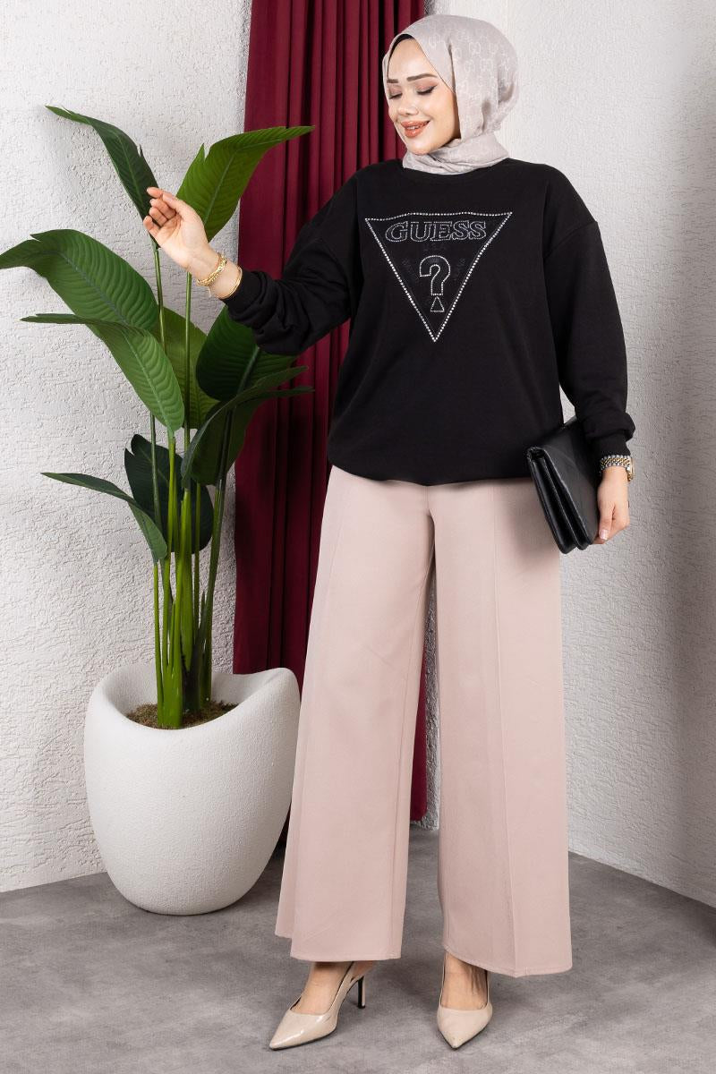 Elastic Waist Wide Leg Trousers by NEOMODEST