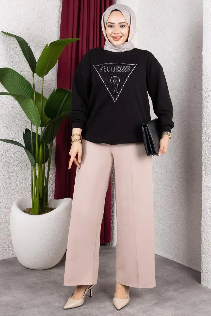 Elastic Waist Wide Leg Trousers, view 2
