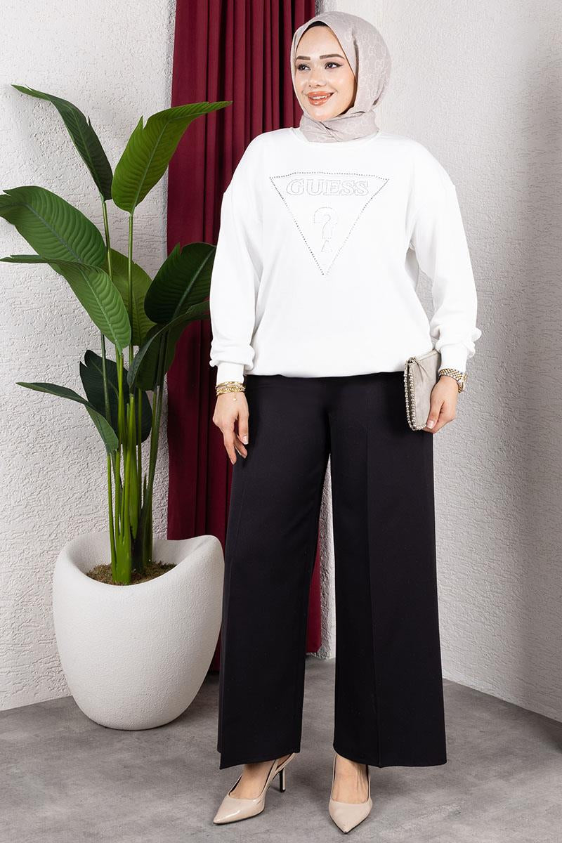 Elastic Waist Wide Leg Trousers by NEOMODEST