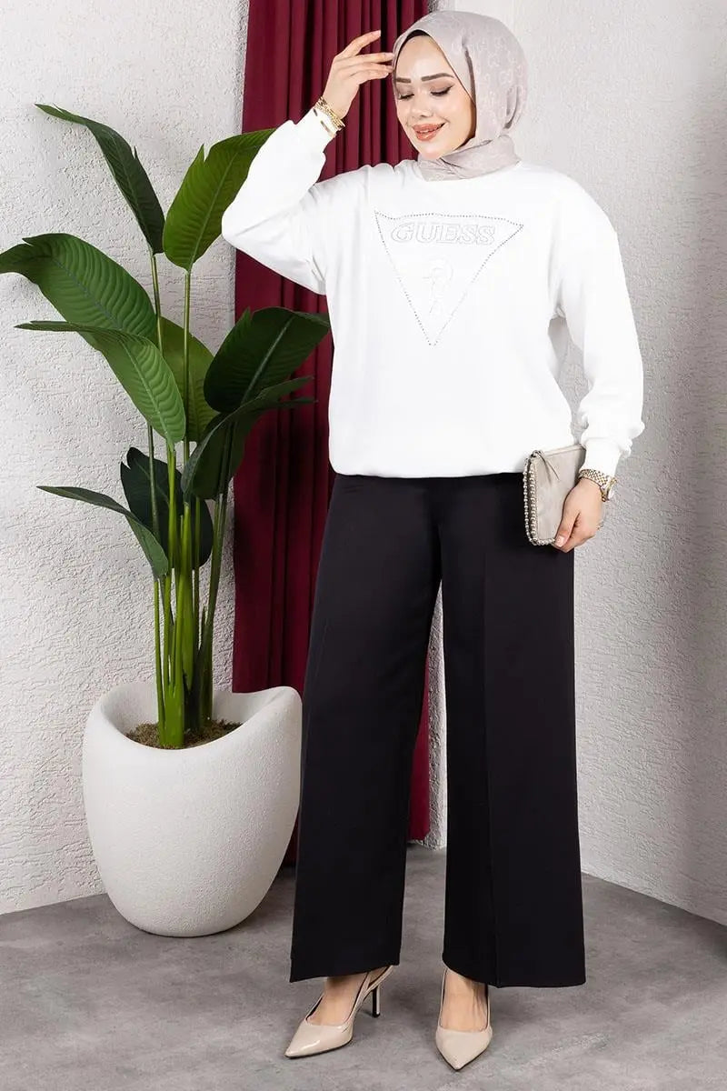 Elastic Waist Wide Leg Trousers, view 2