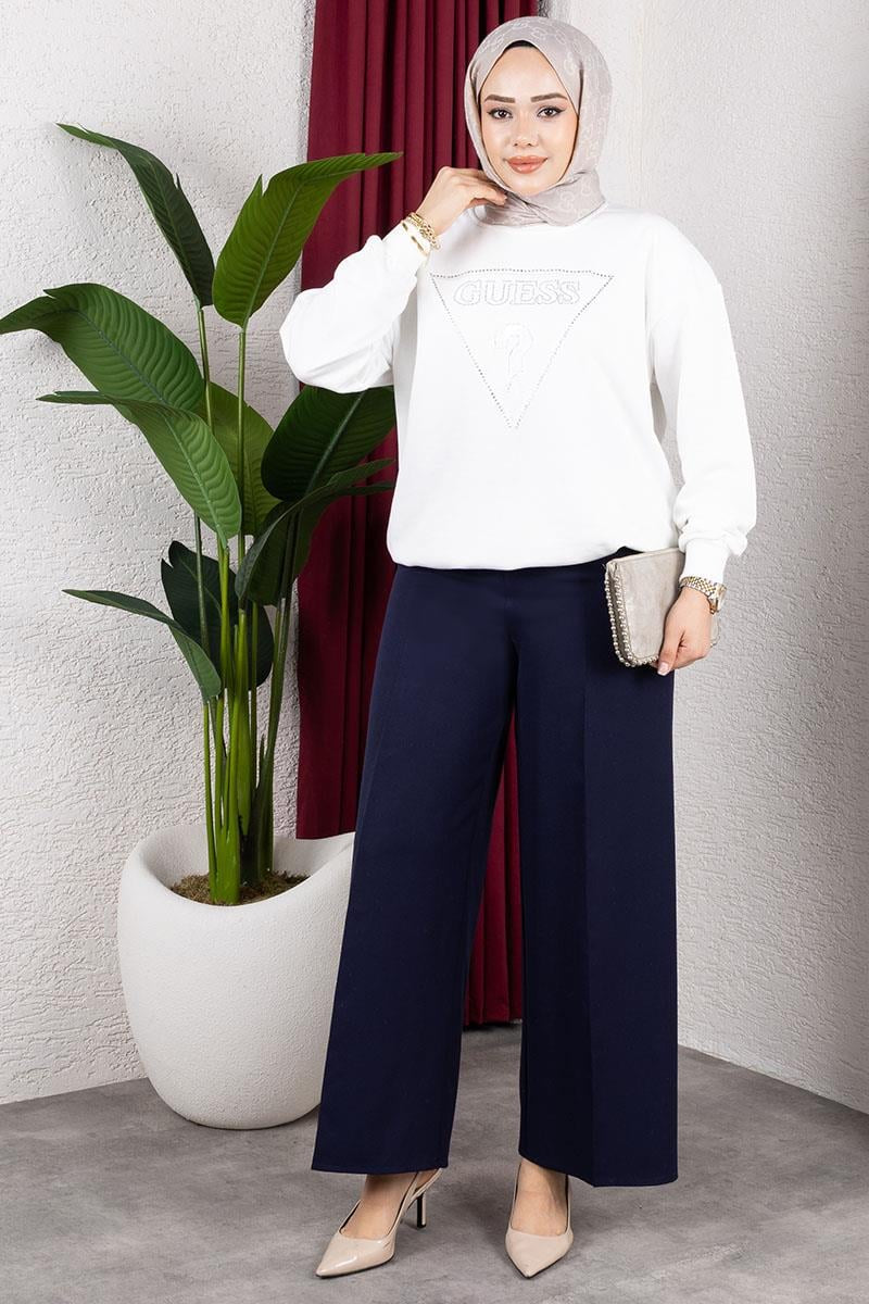 Elastic Waist Wide Leg Trousers by NEOMODEST