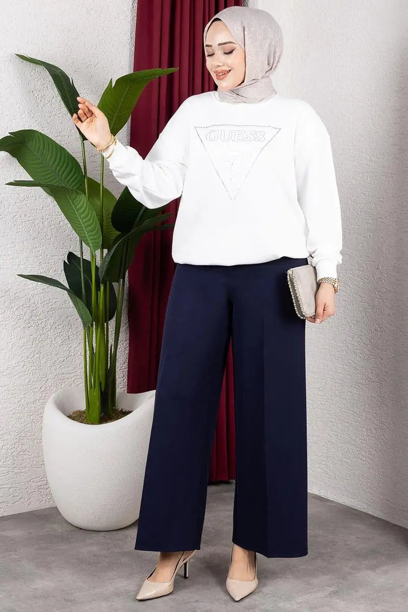 Elastic Waist Wide Leg Trousers, view 2