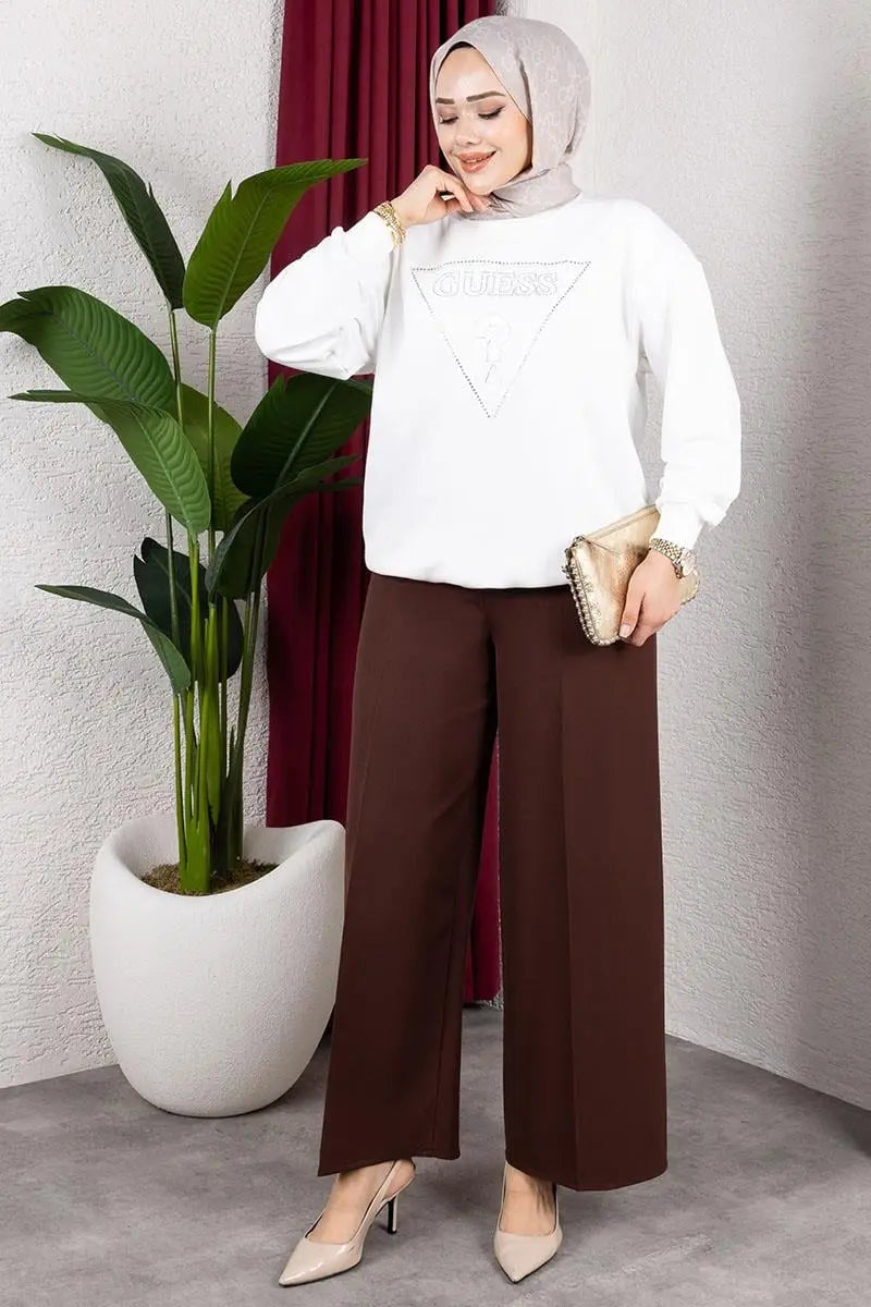 Elastic Waist Wide Leg Trousers, view 2