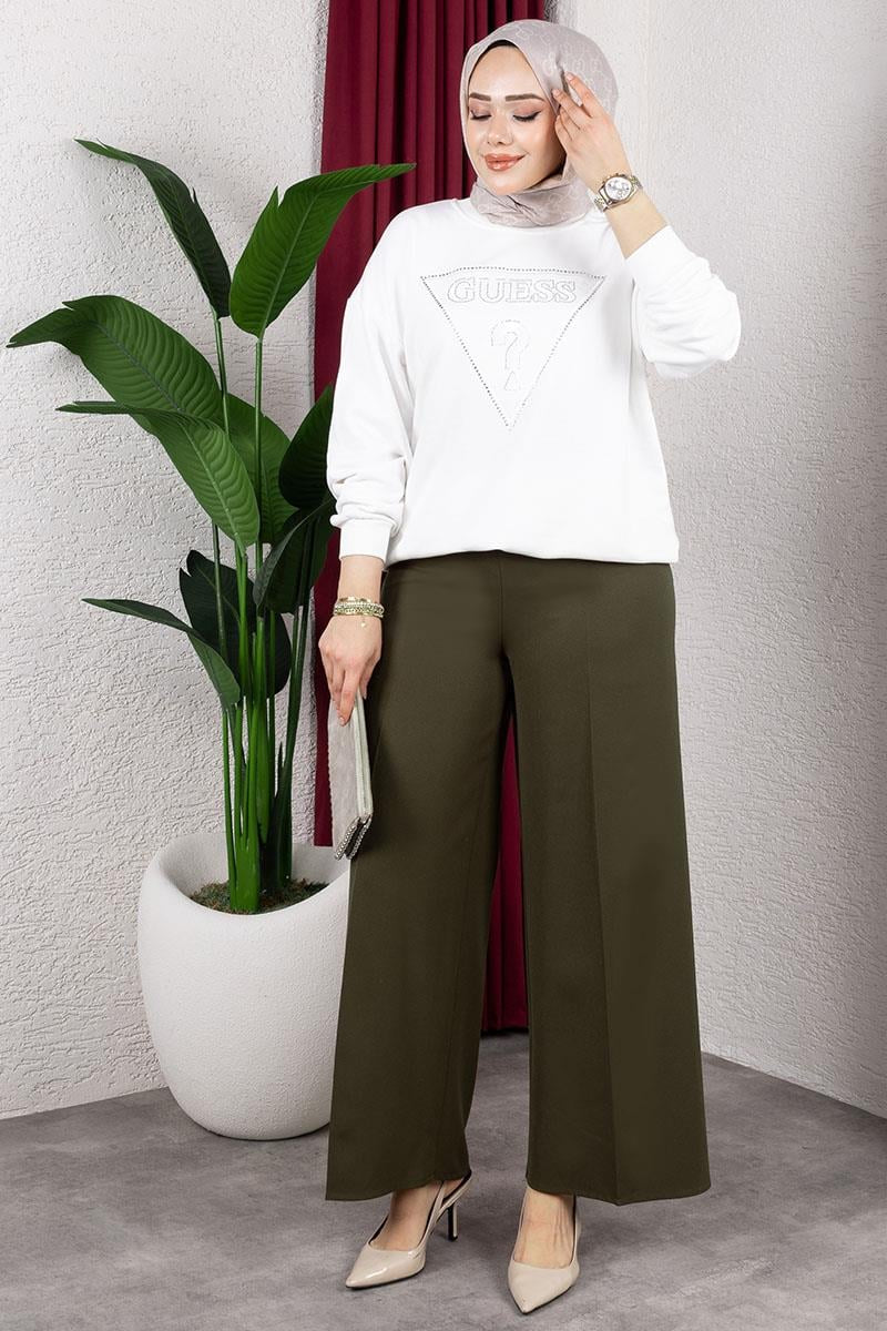 Elastic Waist Wide Leg Trousers by NEOMODEST