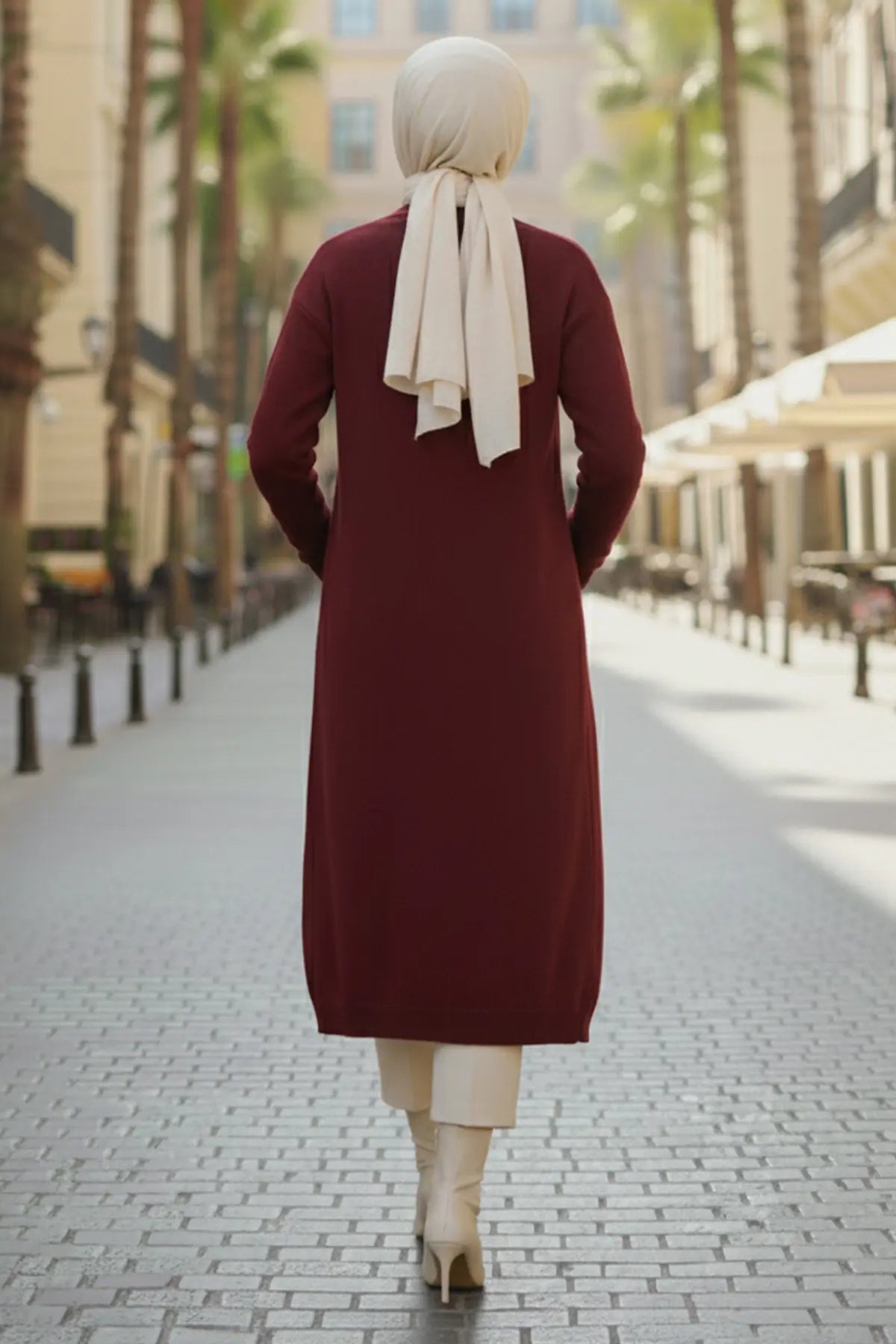 Long Knitted Cardigan With Pockets, view 3