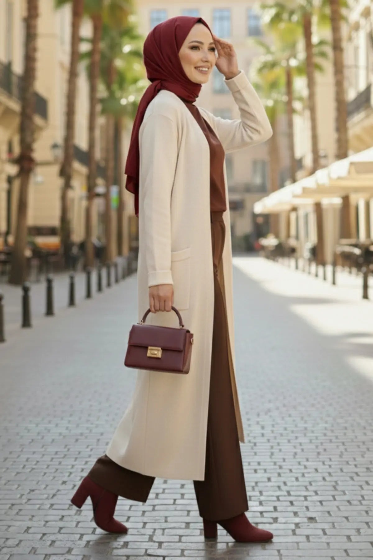 Long Knitted Cardigan With Pockets, view 2