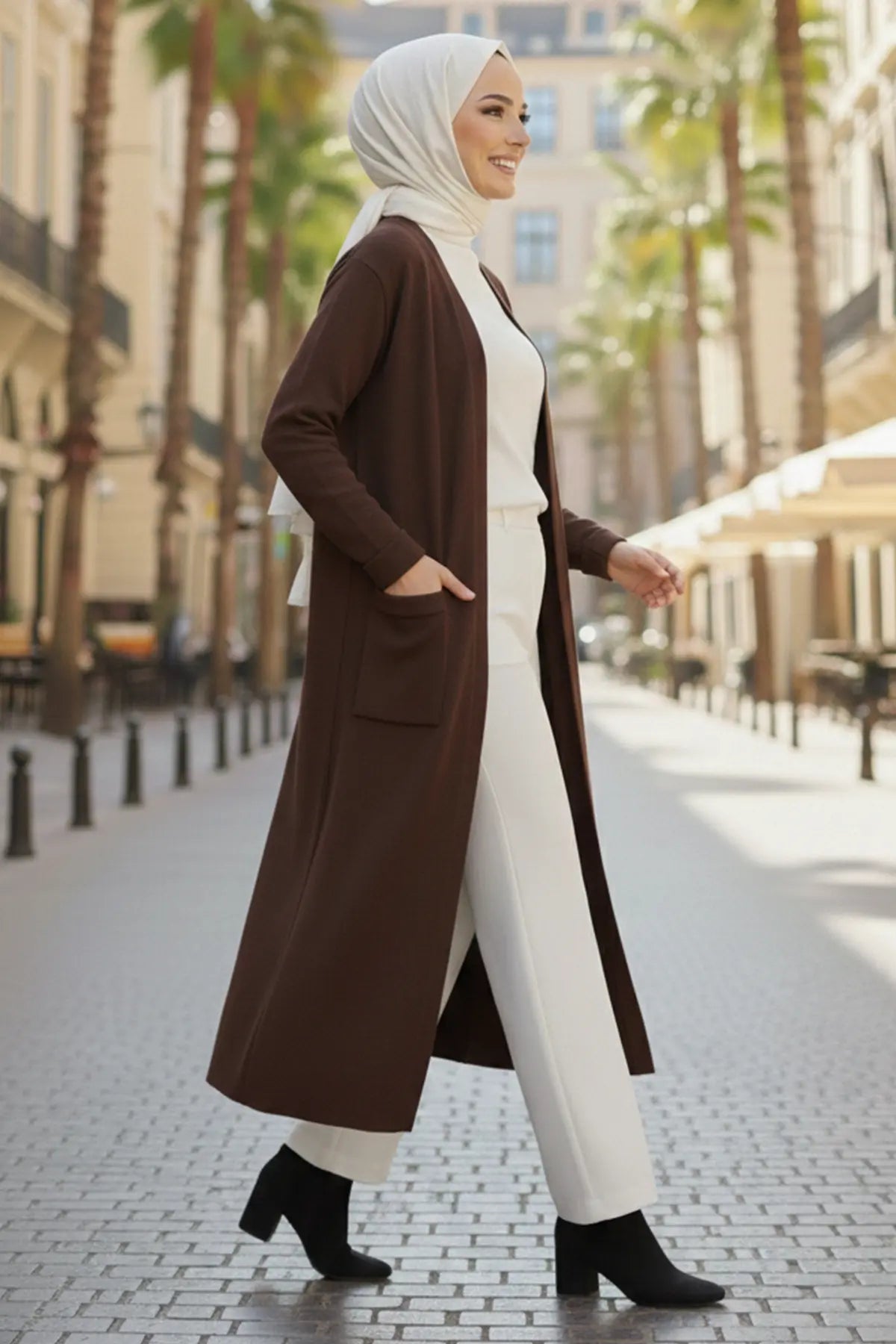 Long Knitted Cardigan With Pockets, view 2